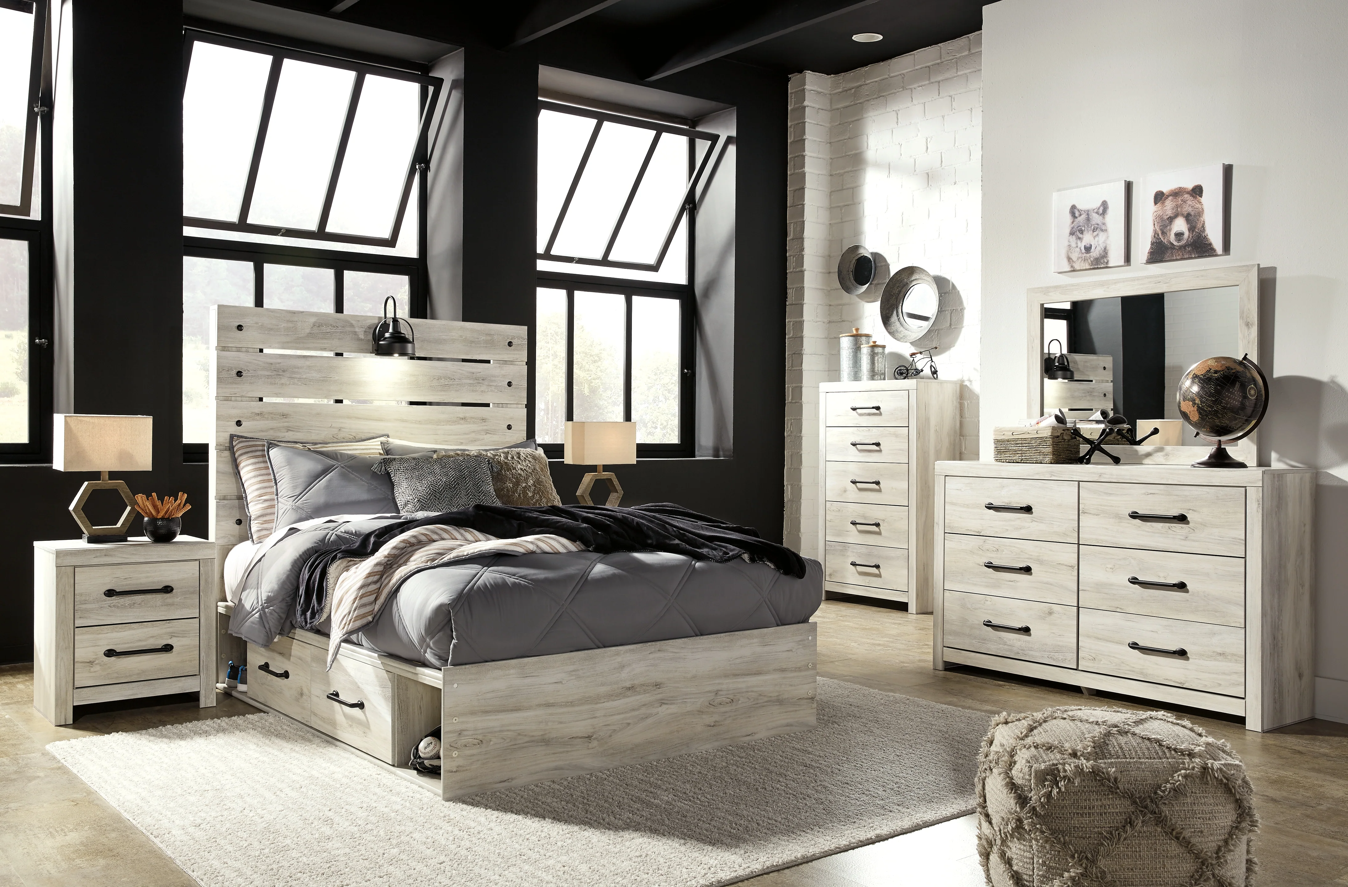 Cambeck Whitewash Full Panel Storage Bedroom Set with Dresser and Nightstand - Image 17