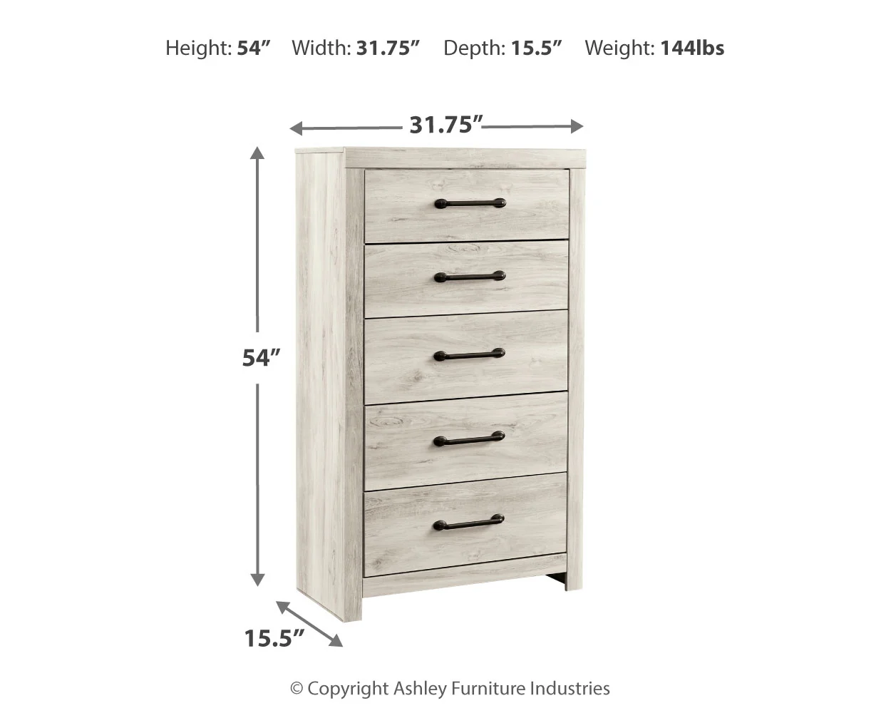 Cambeck Whitewash King Panel Bedroom Set with Dresser, Mirror, Chest and 2 Nightstands - Image 21