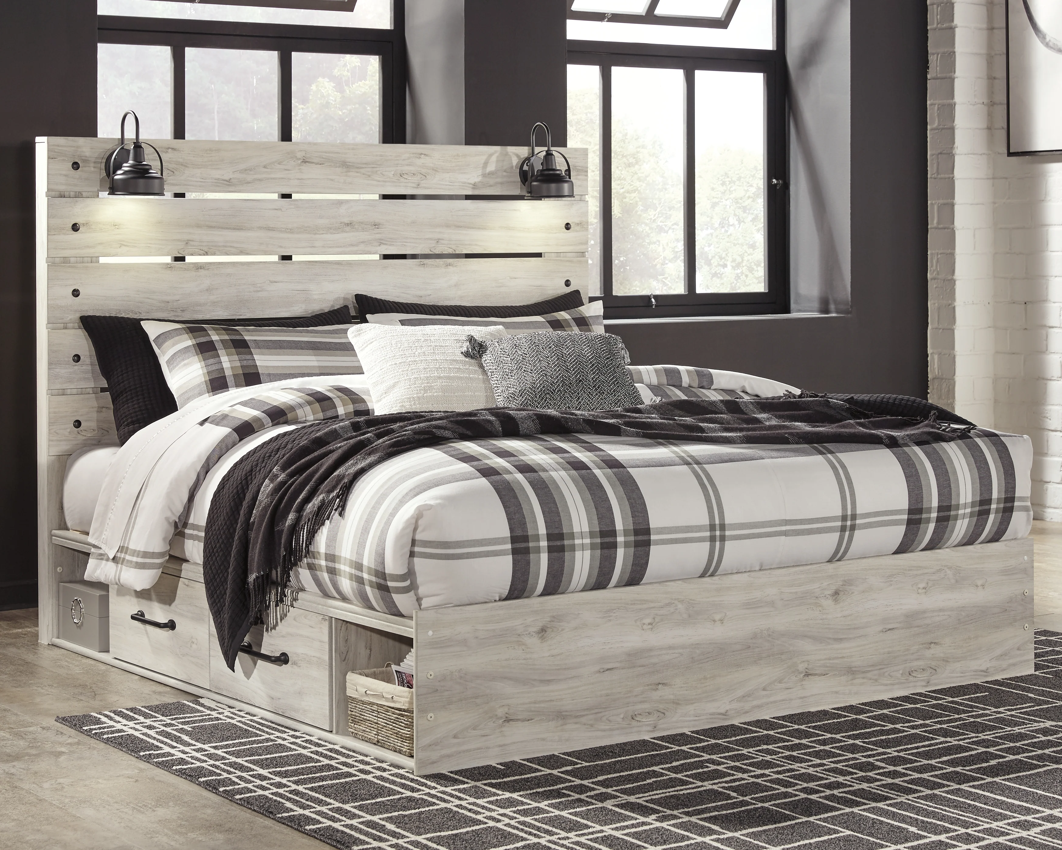 Cambeck Whitewash King Panel Storage Bedroom Set with. Dresser and Nightstand - Image 18
