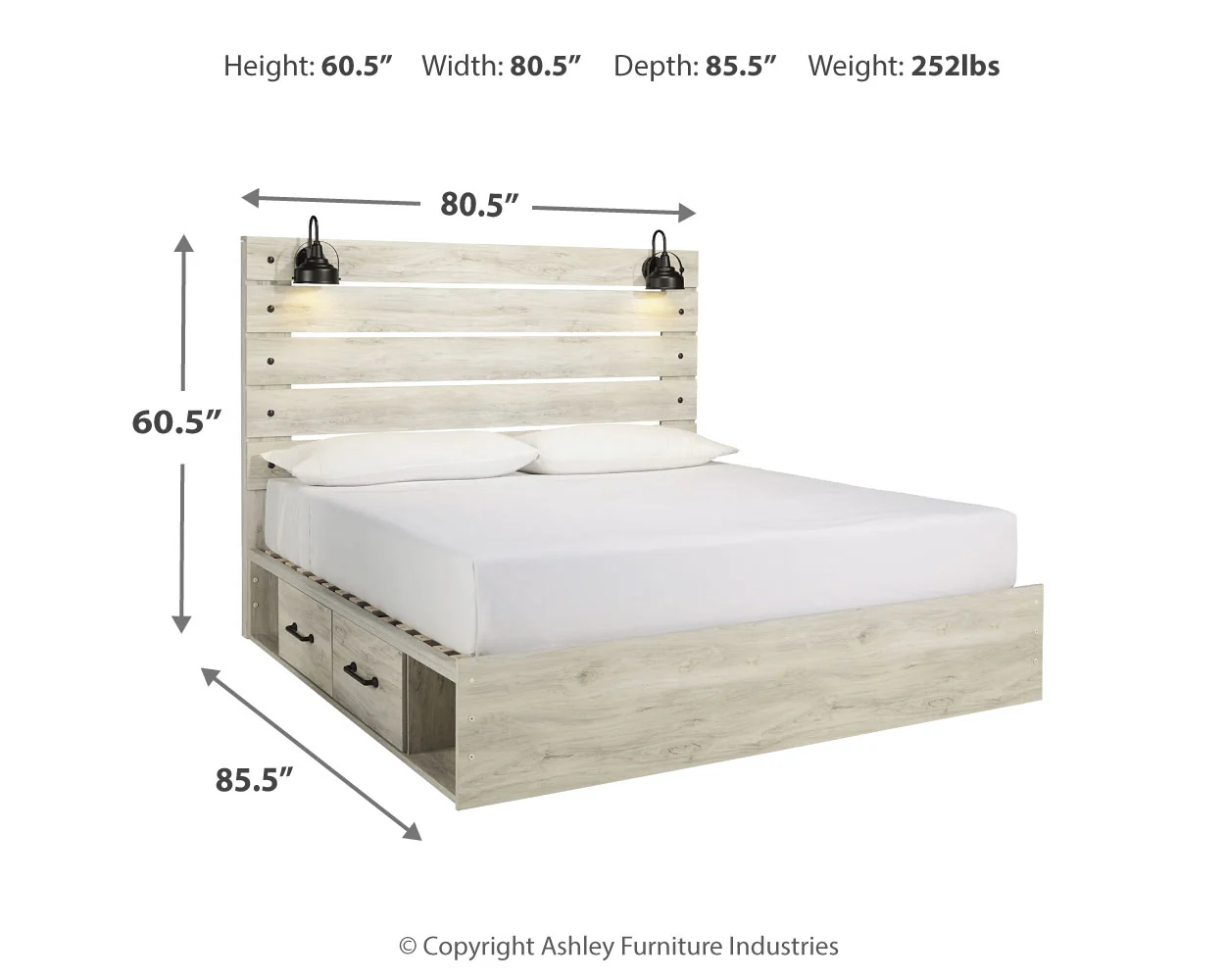 Cambeck Whitewash King Storage Bedroom Set with Dresser, Mirror and 2 Nightstands - Image 15
