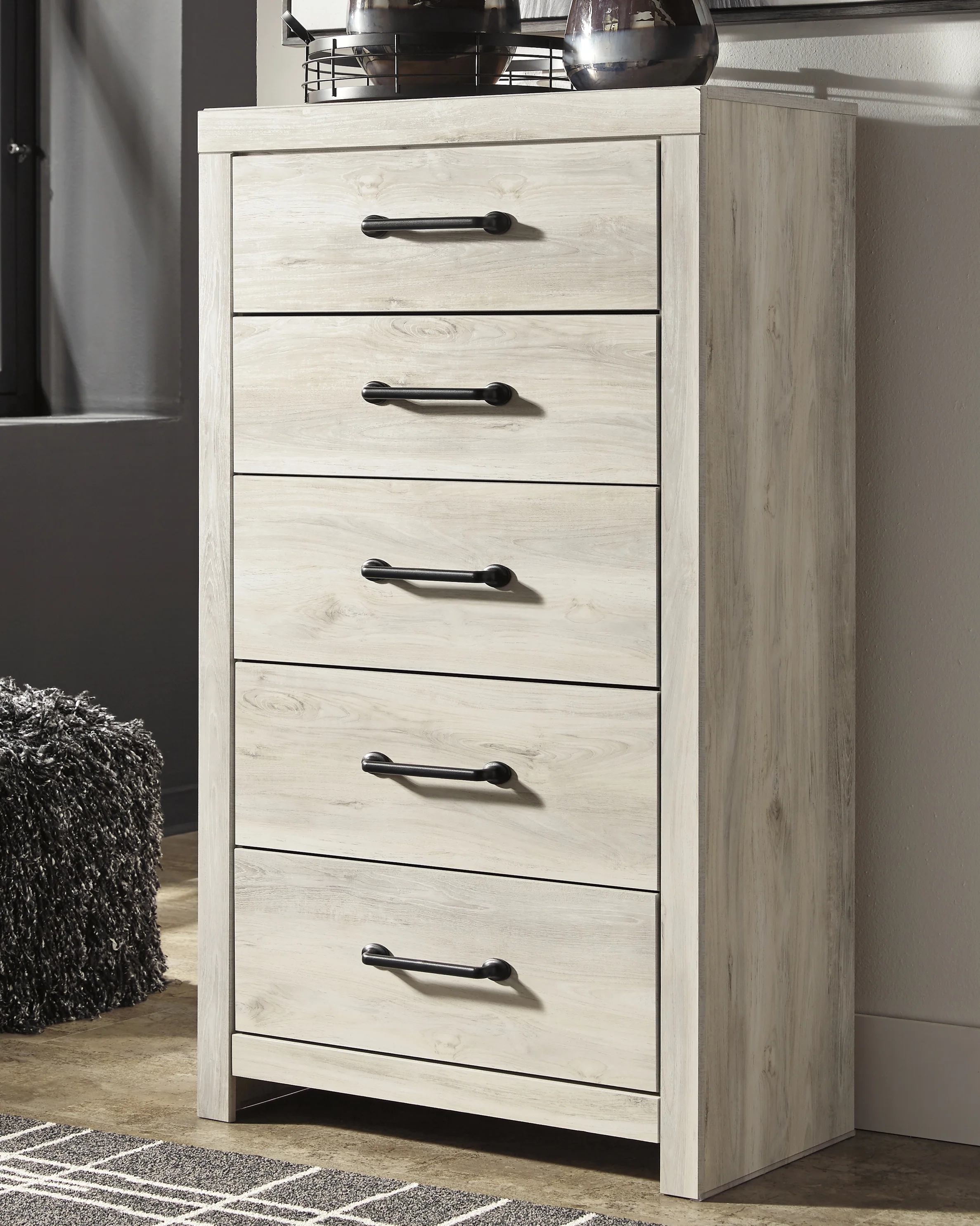 Cambeck Whitewash Twin Panel Bedroom Set with Storage, Dresser, Mirror, Chest and 2 Nightstands - Image 21