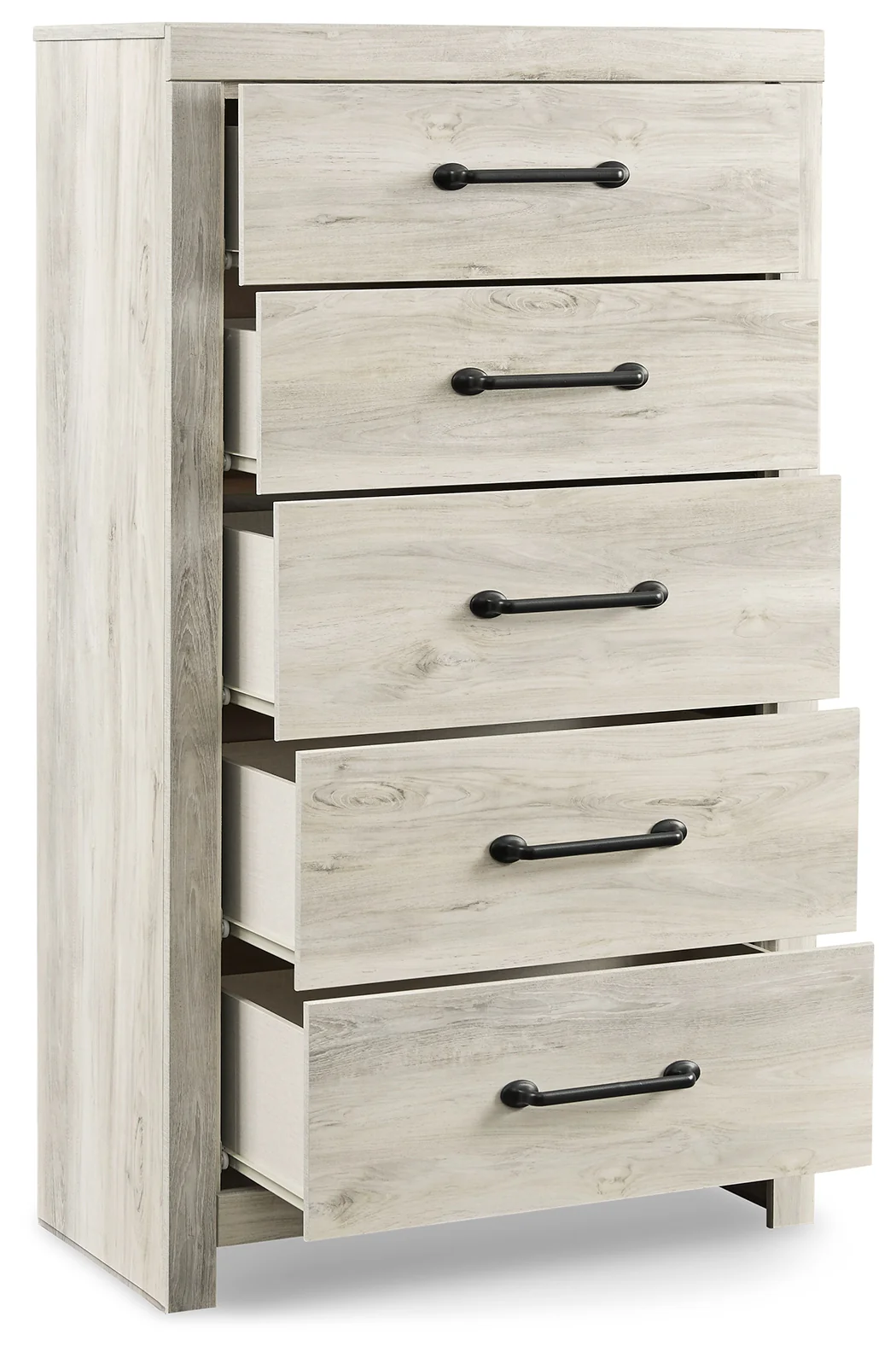 Cambeck Whitewash Twin Panel Bedroom Set with Storage, Dresser, Mirror, Chest and 2 Nightstands - Image 7