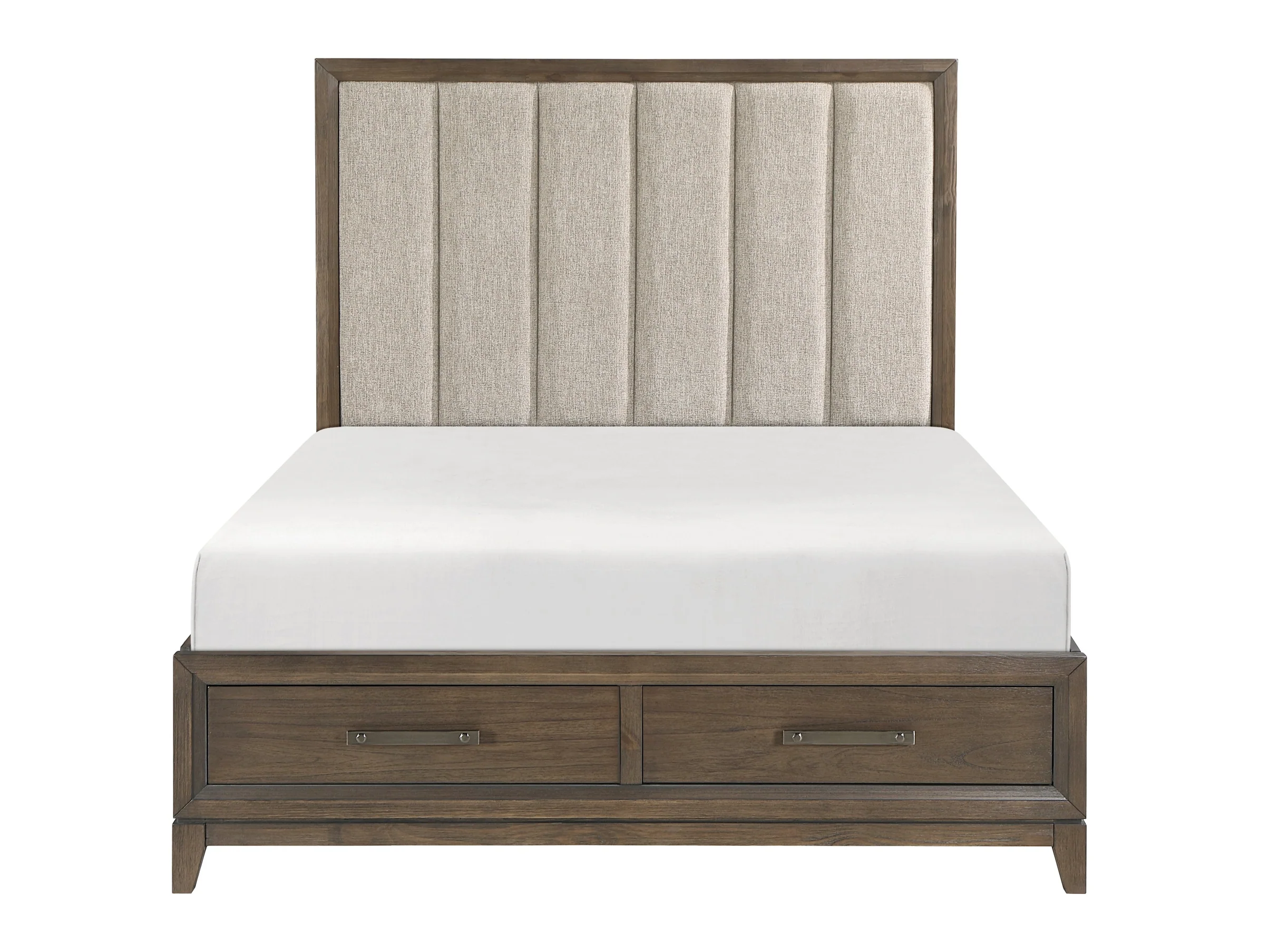 Cambridge Flaxen / Dark Walnut King Platform Bed w/Footboard Storage