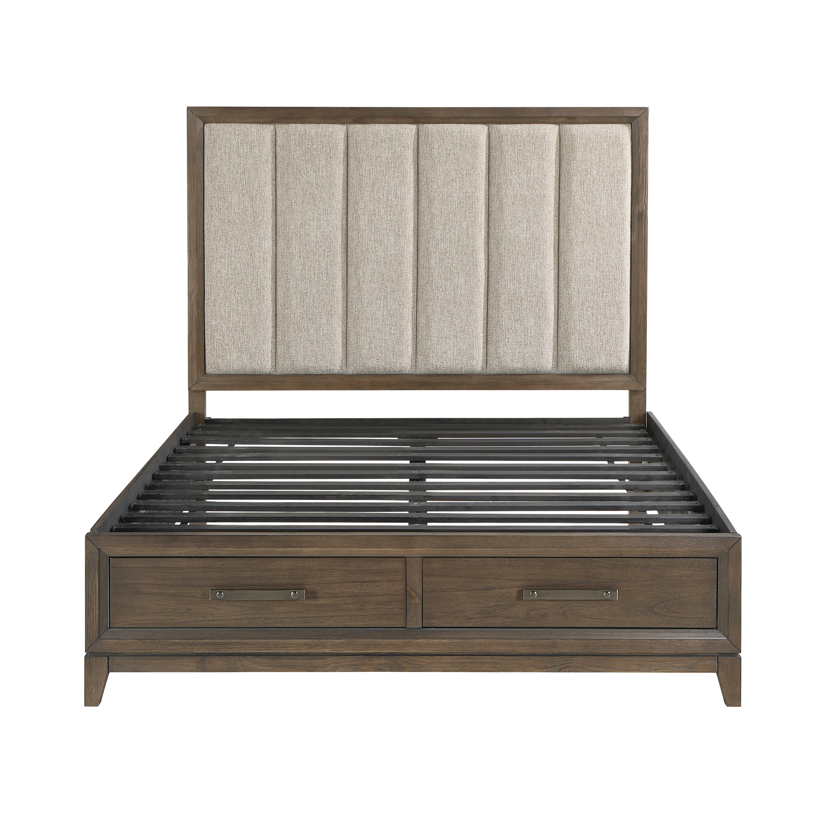 Cambridge Flaxen / Dark Walnut Queen Platform Bed w/Footboard Storage - Image 2
