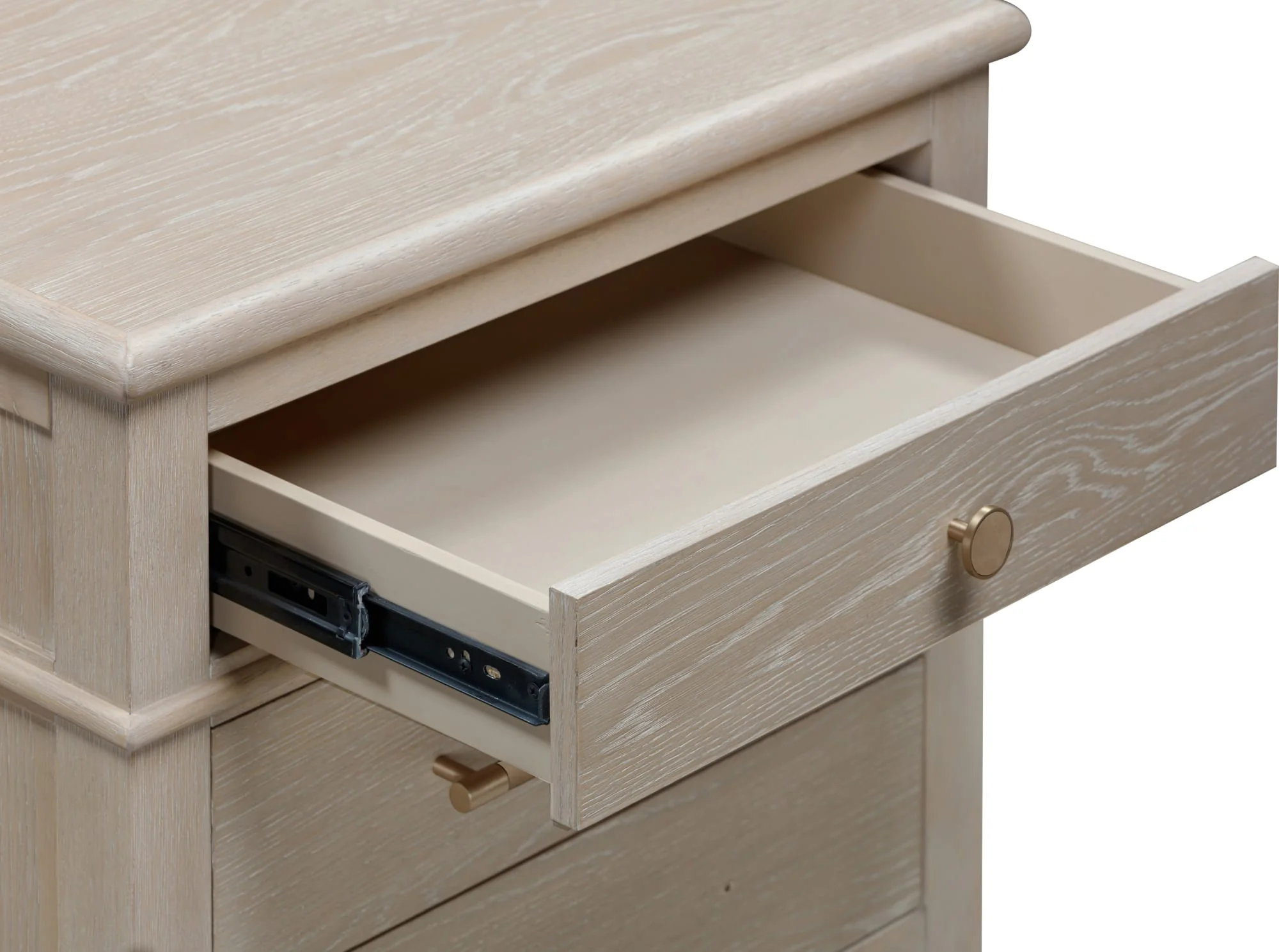 Camden Chai Three Drawer Oak Wood Nightstand - Image 6
