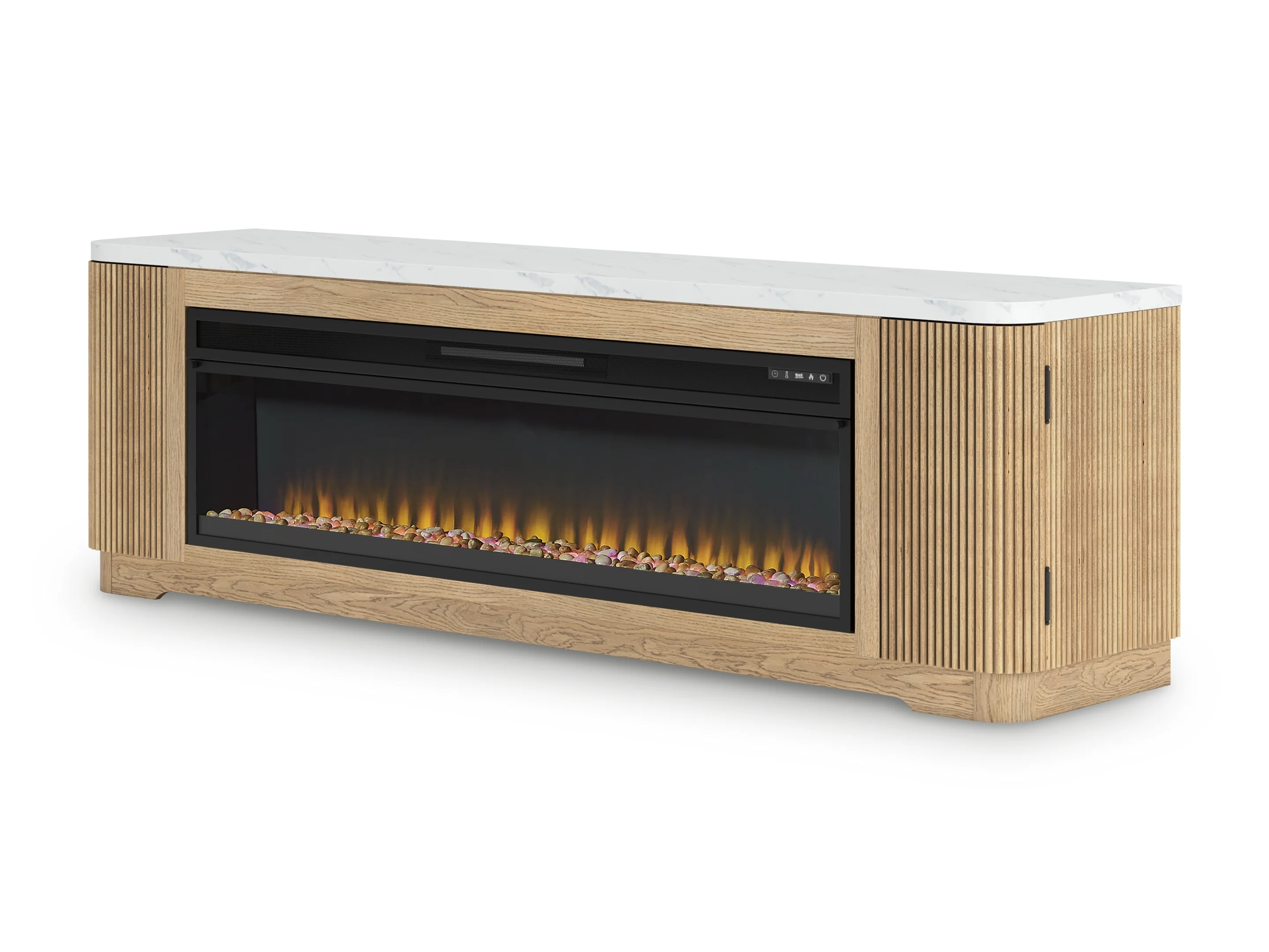 Camdill Light Brown 80" TV Stand with Electric Fireplace - Image 3