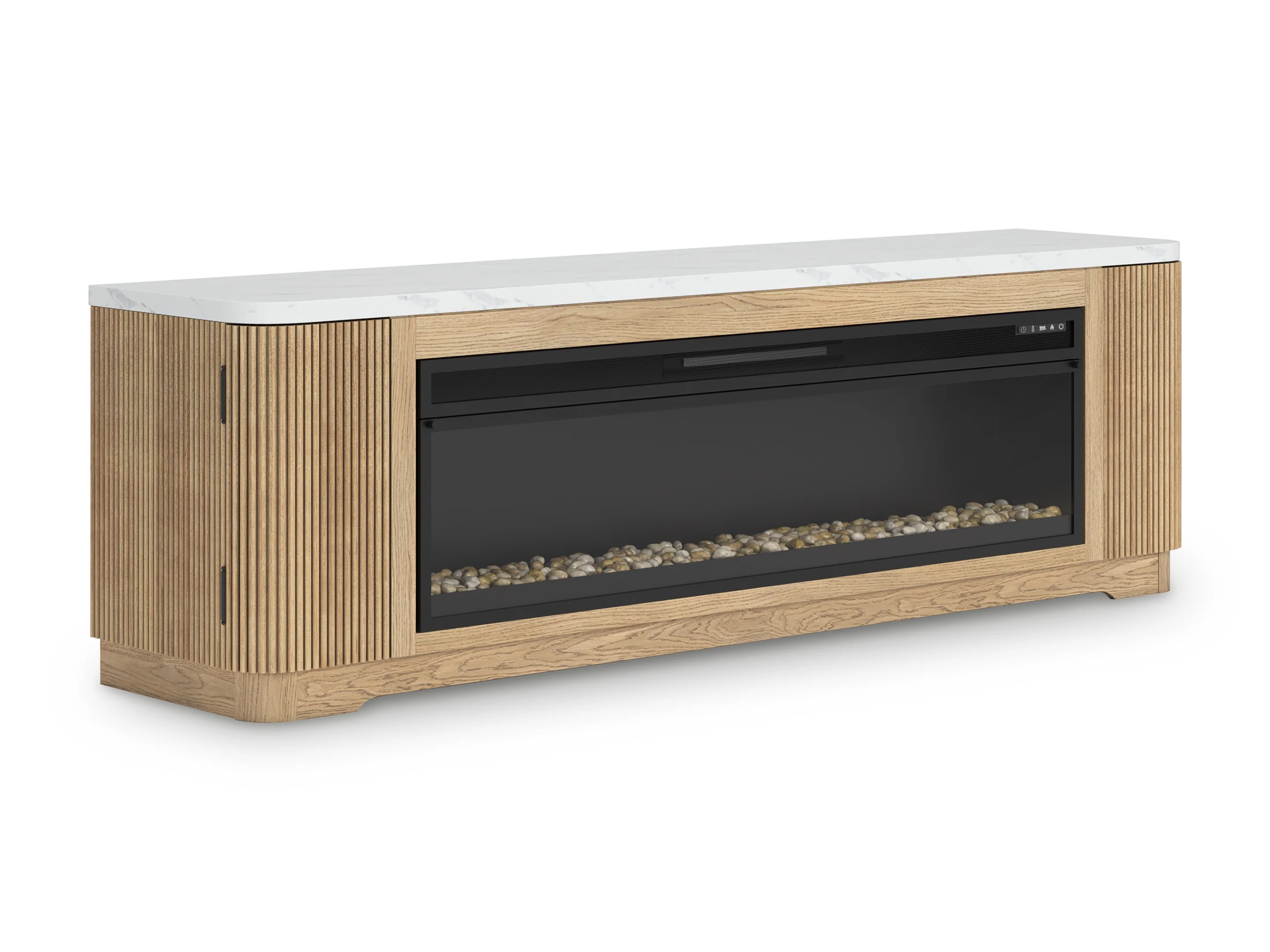 Camdill Light Brown 80" TV Stand with Electric Fireplace - Image 4