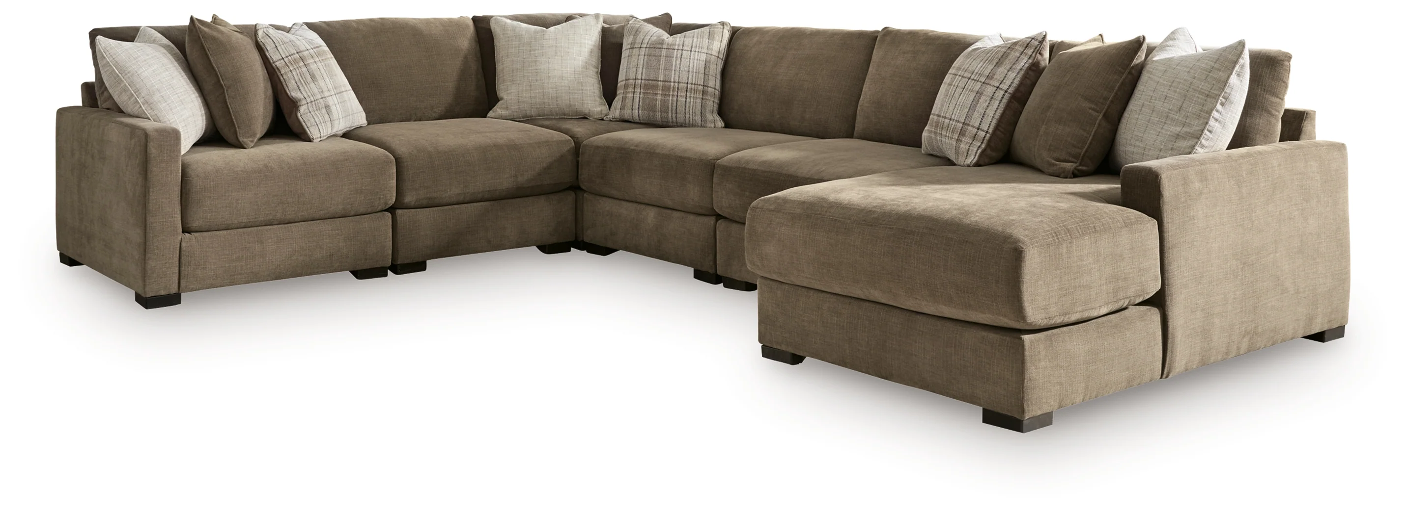 Camellia-Court Coffee 6-Piece Sectional with Chaise - Image 2