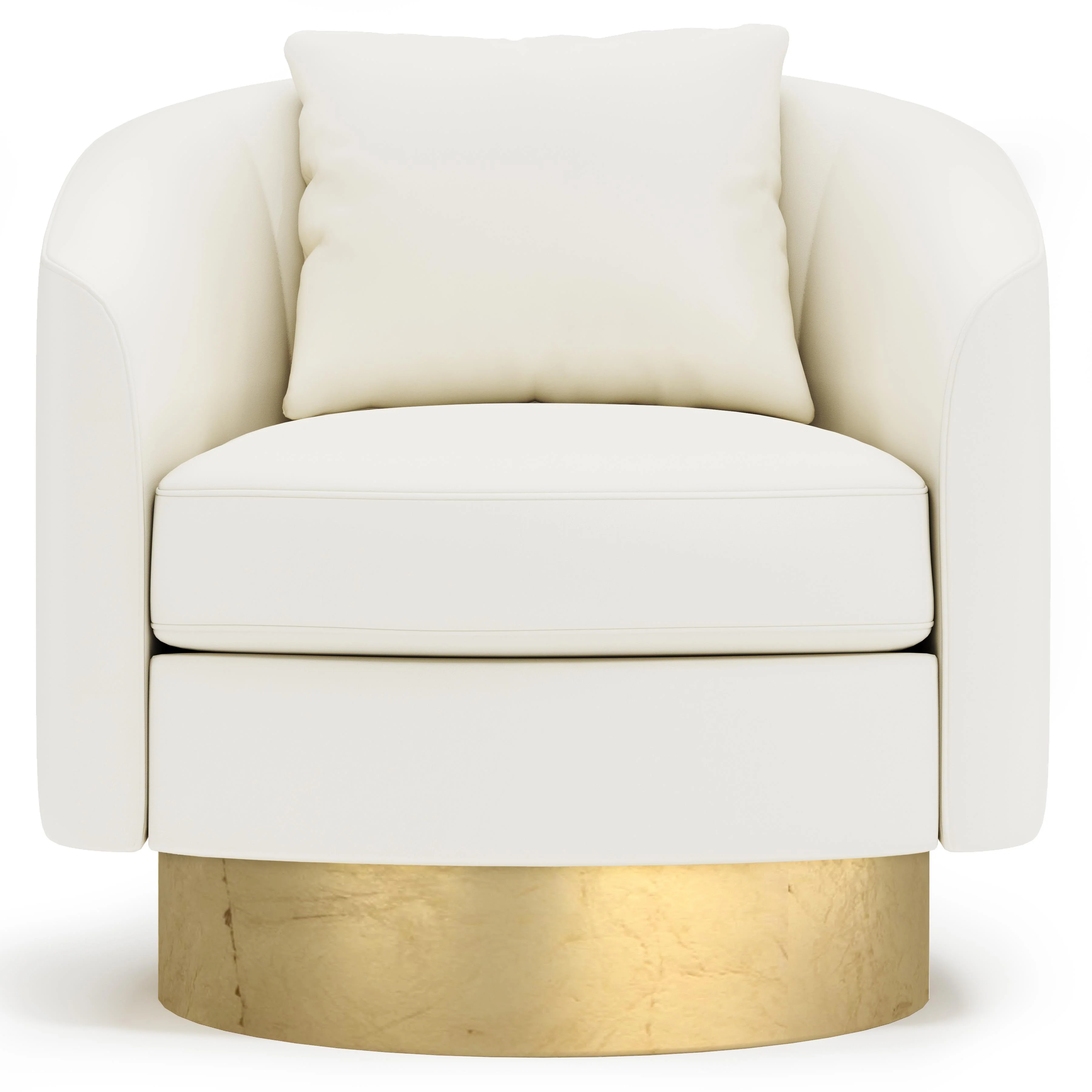Camino White/Cream/Gold Leather Swivel Chair - Image 2