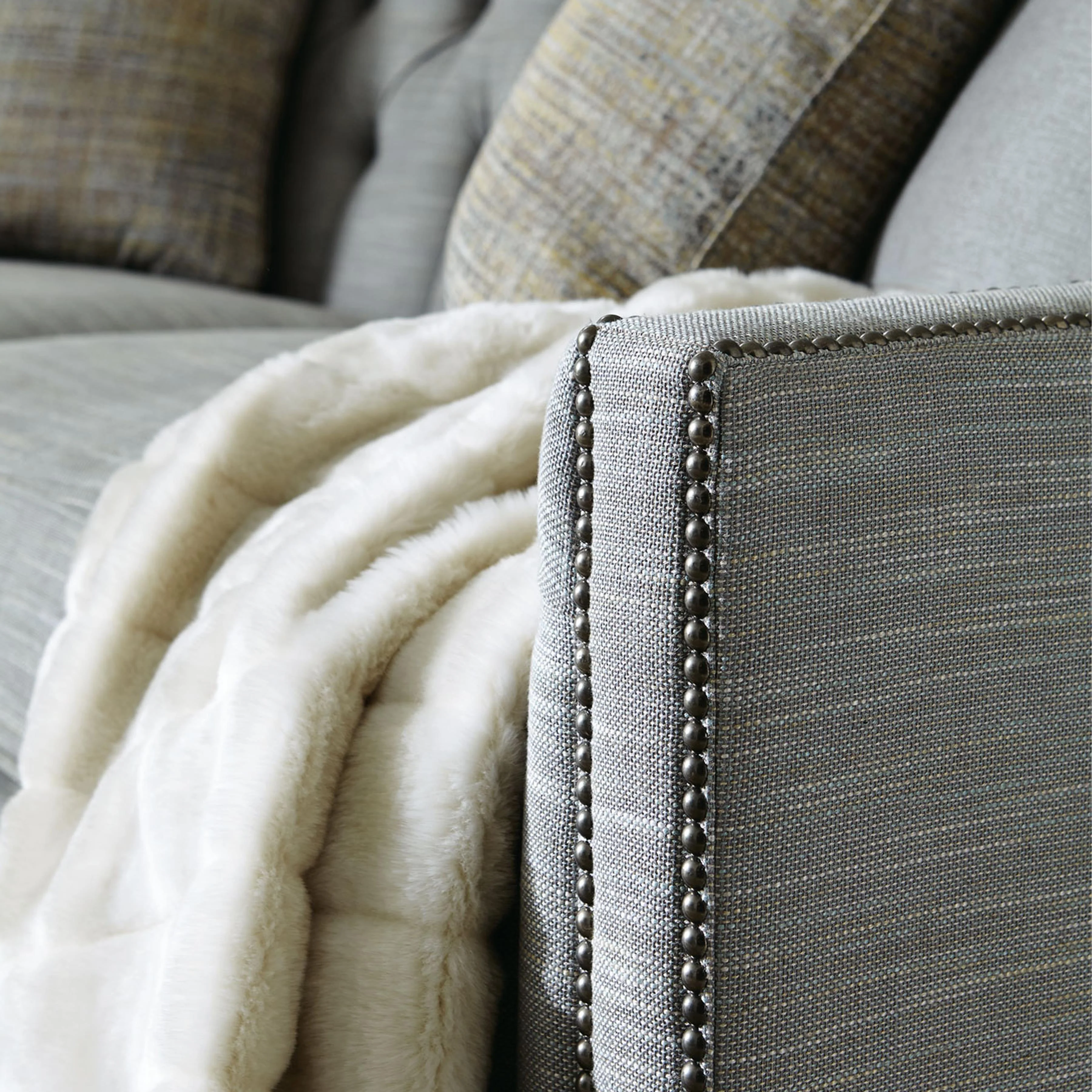 Candace Blue/Grey Fabric Sofa - Image 3