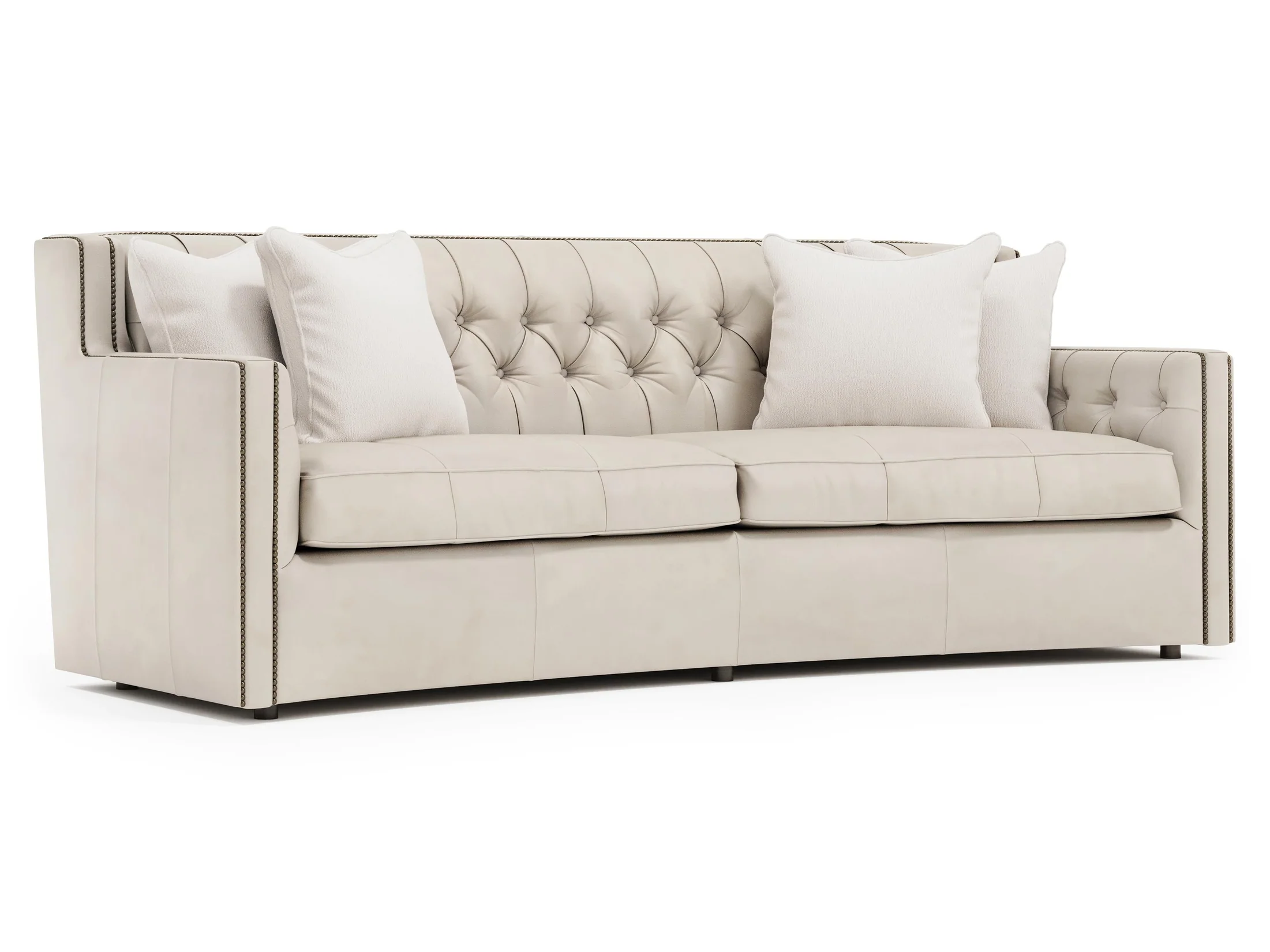 Candace White/Cream Leather Sofa