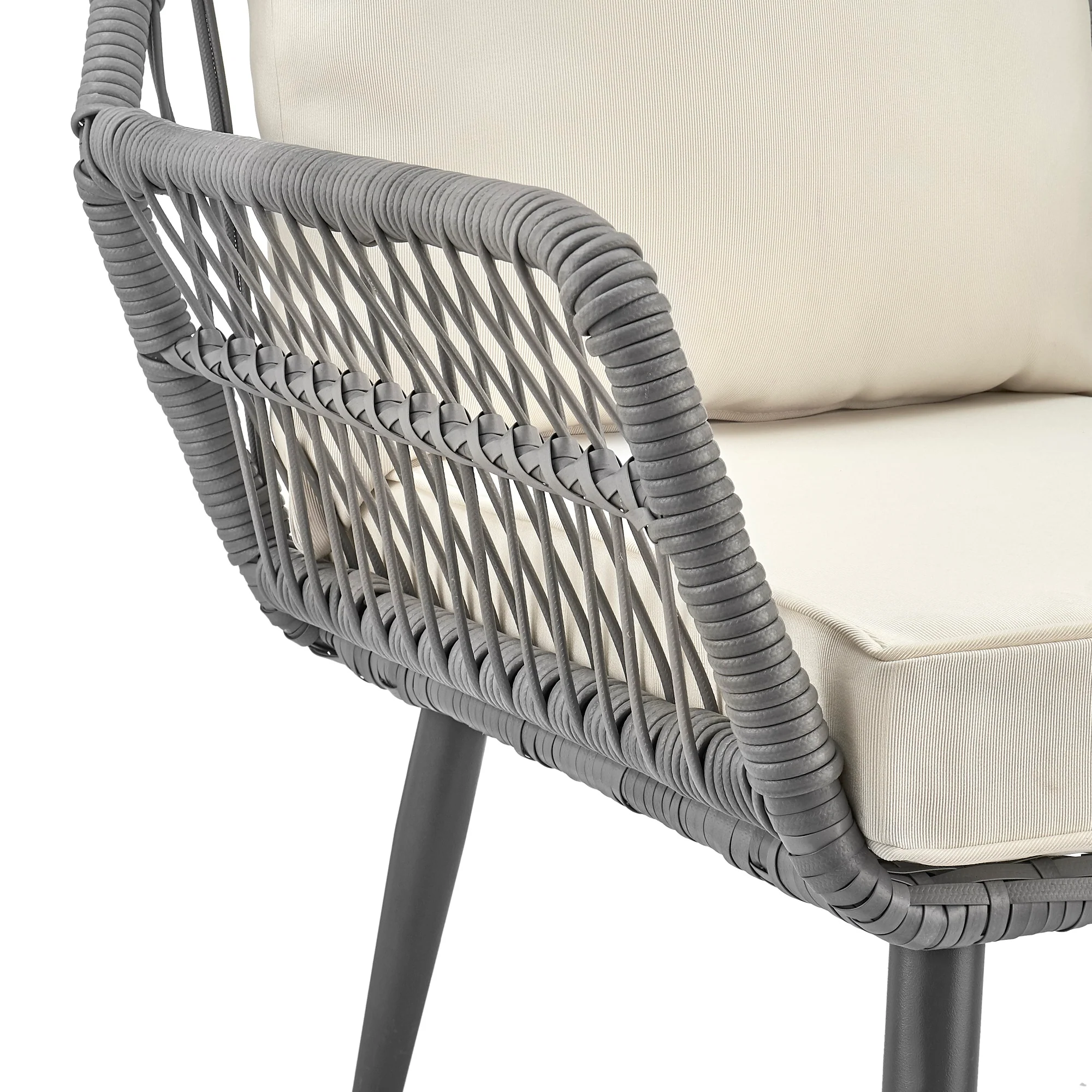 Cannes Patio 2-Person Seating Group with End Table with Cream Cushions - Image 7