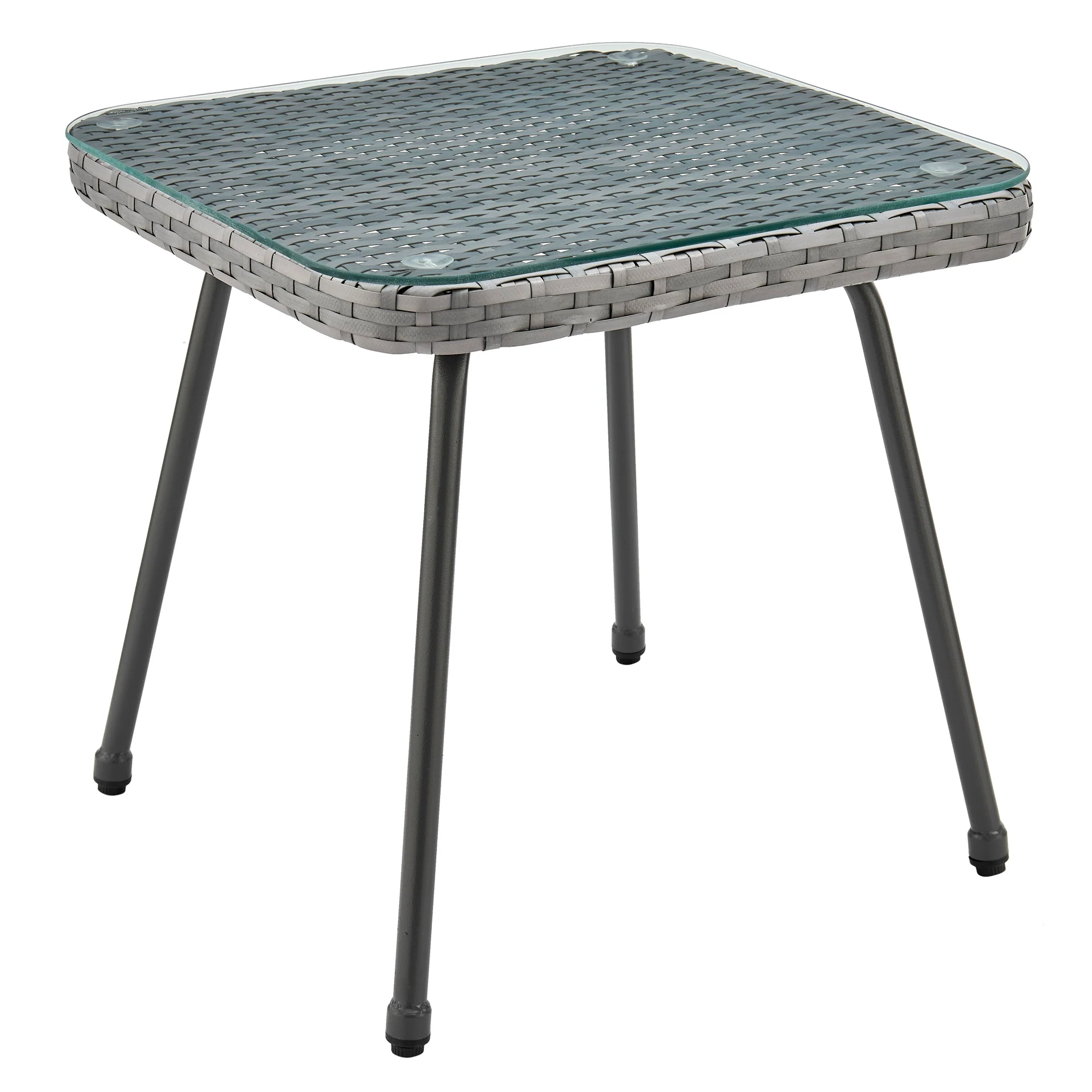 Cannes Patio 2-Person Seating Group with End Table with Grey Cushions - Image 5
