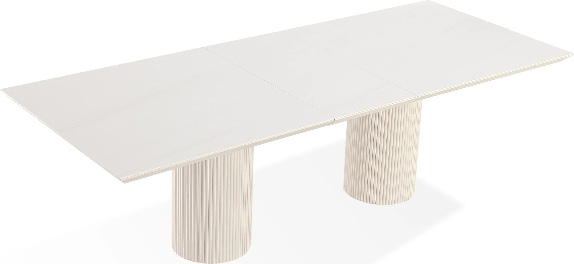 Cannon Sintered Stone/Ivory Double Pedestal Extension Dining Table - Image 6