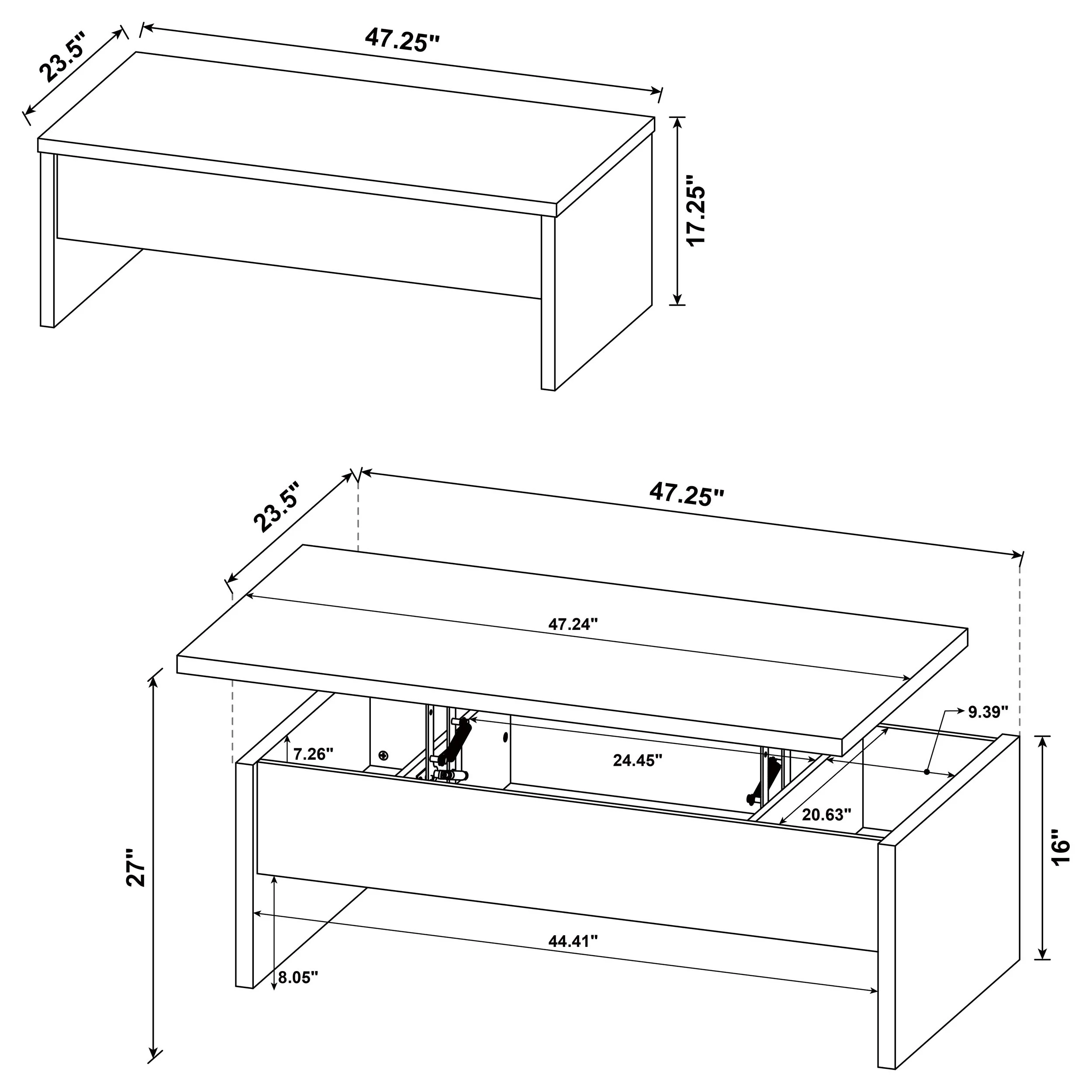 Canoga Light Oak 3-piece Lift Top Cocktail Coffee Table Set - Image 17