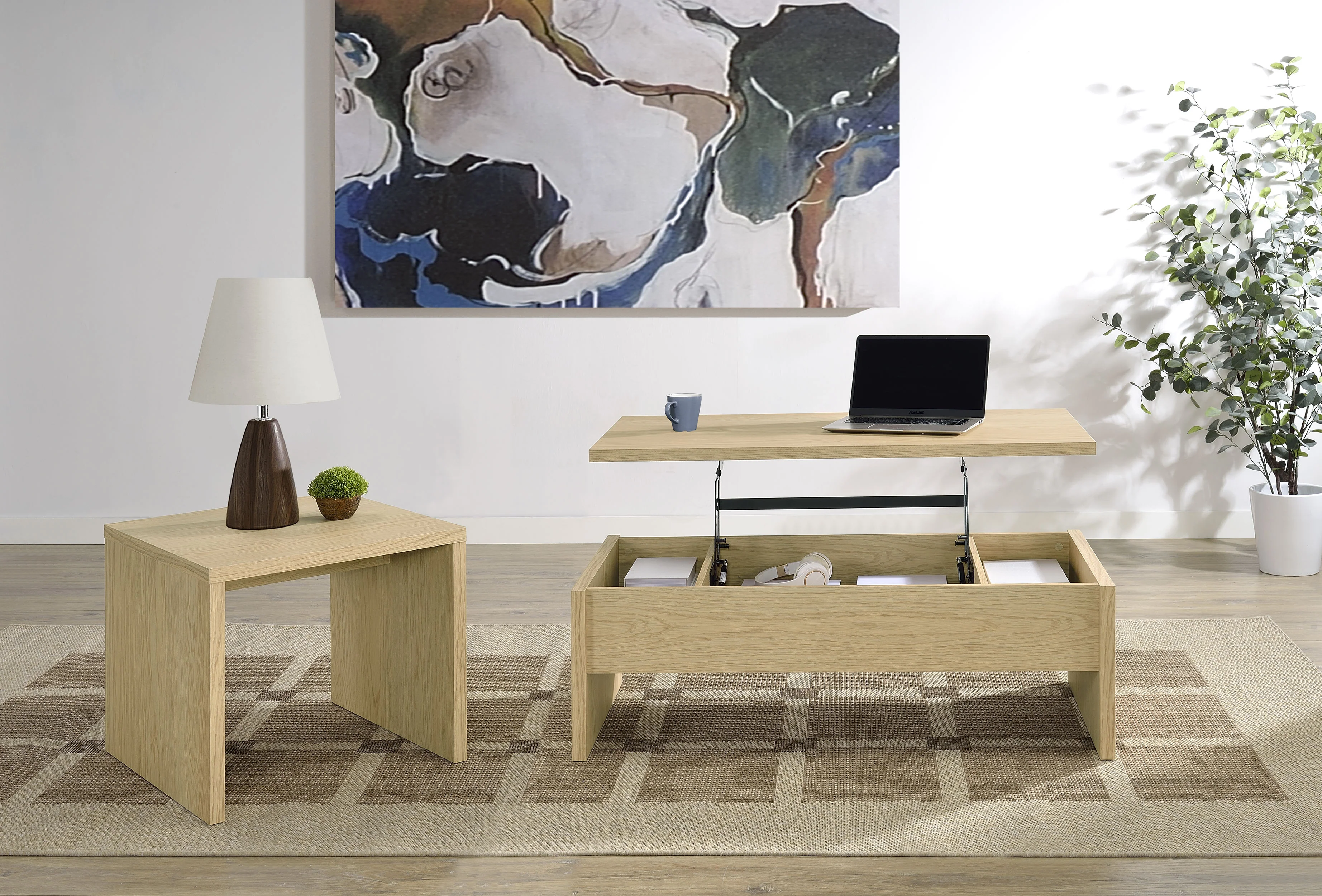 Canoga Light Oak Engineered Wood Accent Side End Table - Image 9
