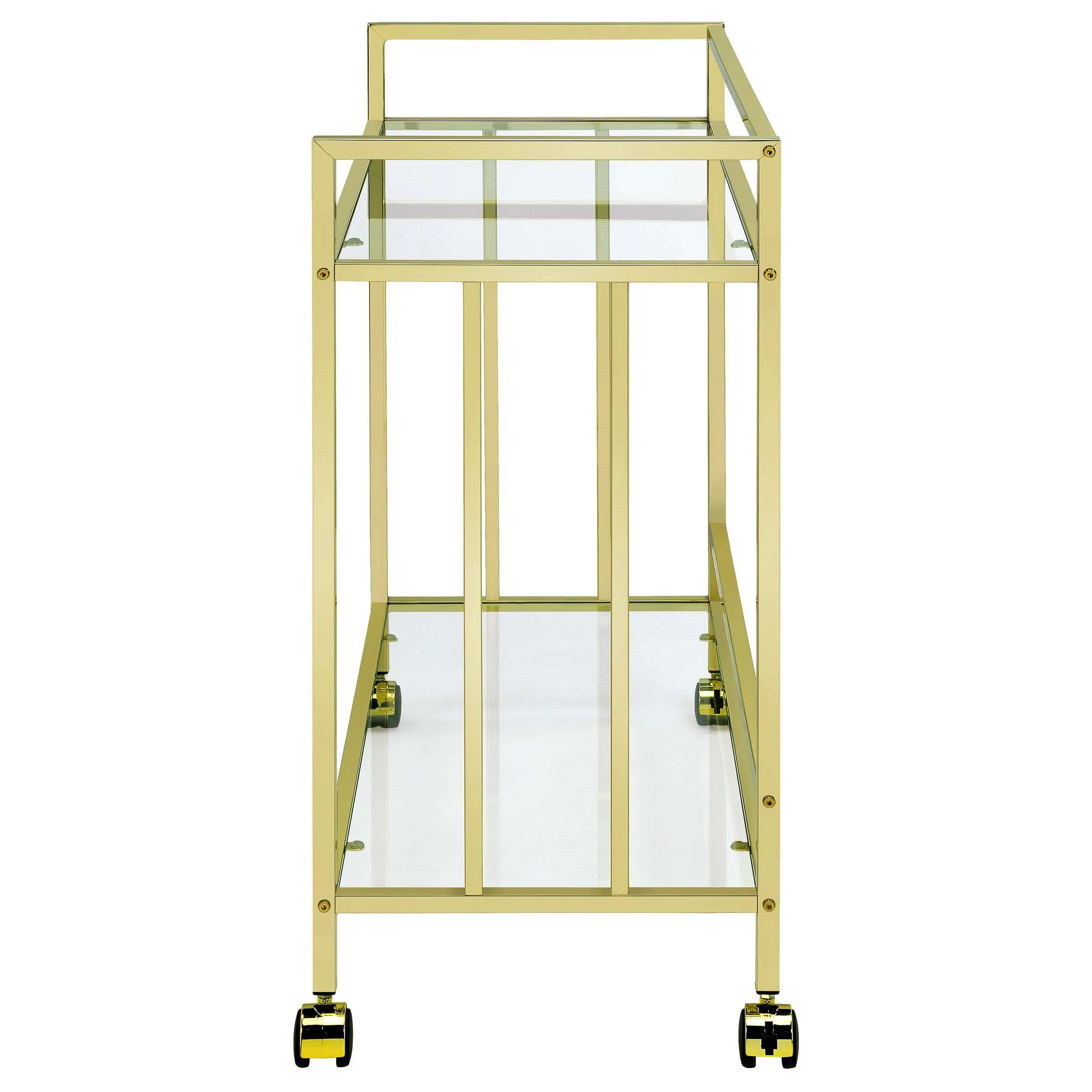 Cara Clear Glass / Brass Bar Cart - Image 4