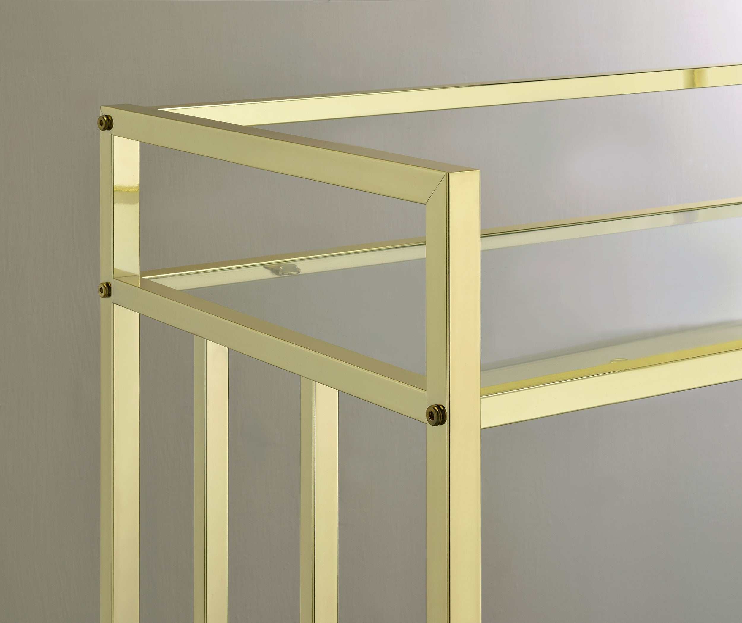 Cara Clear Glass / Brass Bar Cart - Image 8