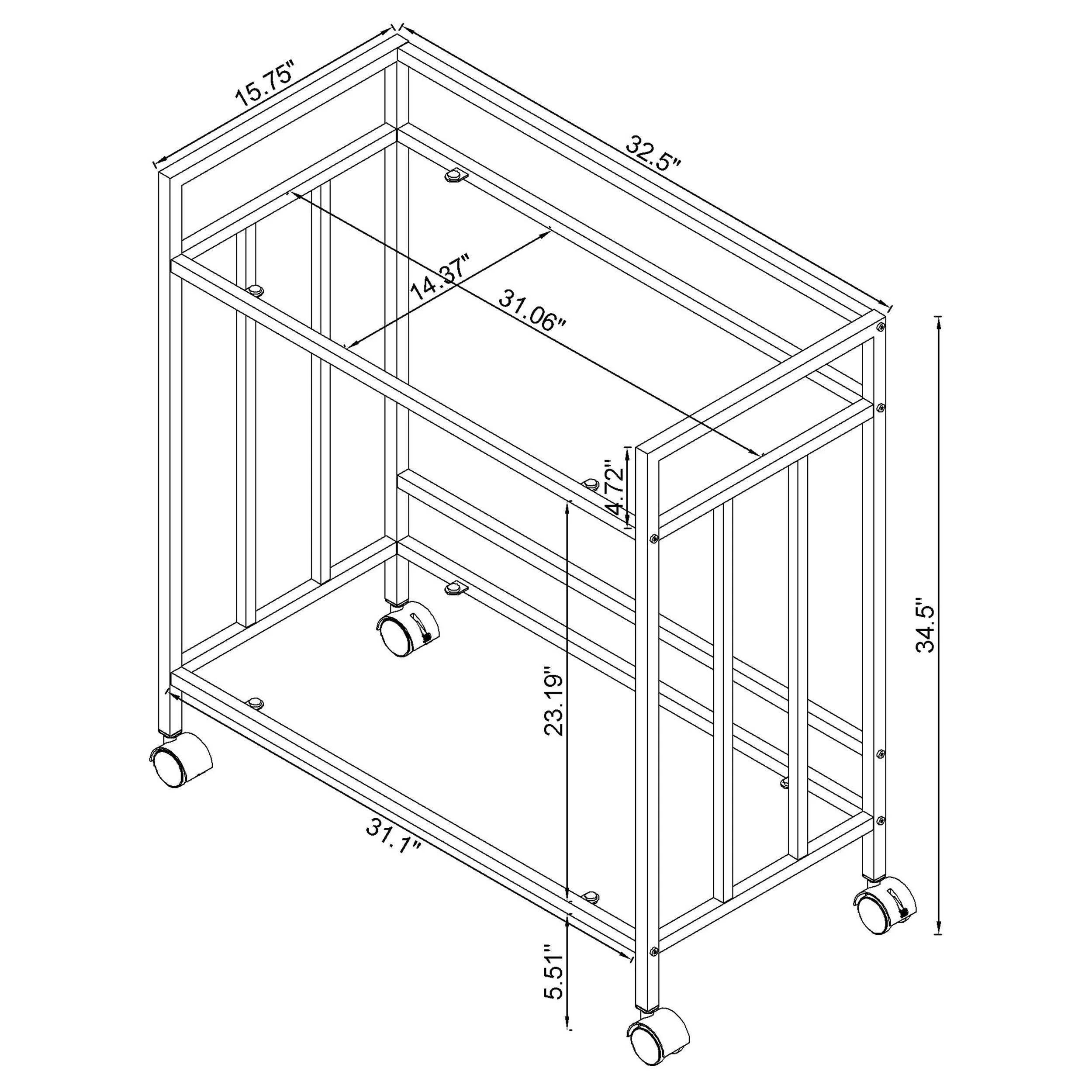 Cara Clear Glass / Chrome Bar Cart - Image 9