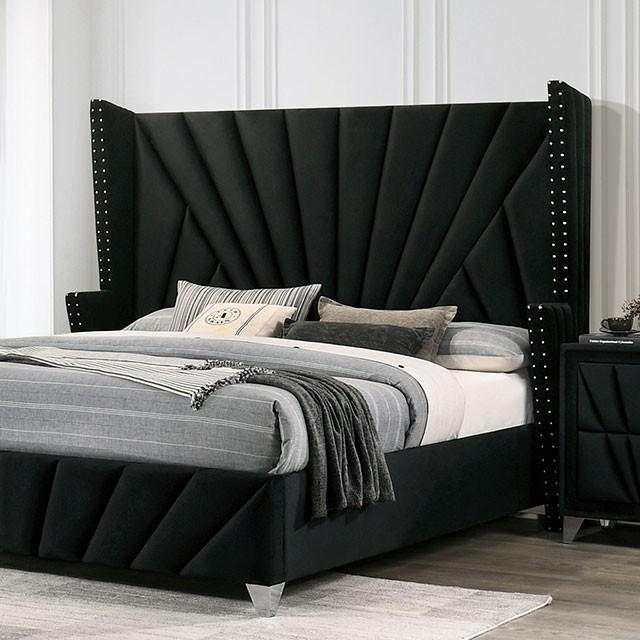Carissa Velvet Upholstered Wingback HB Bed - Image 6