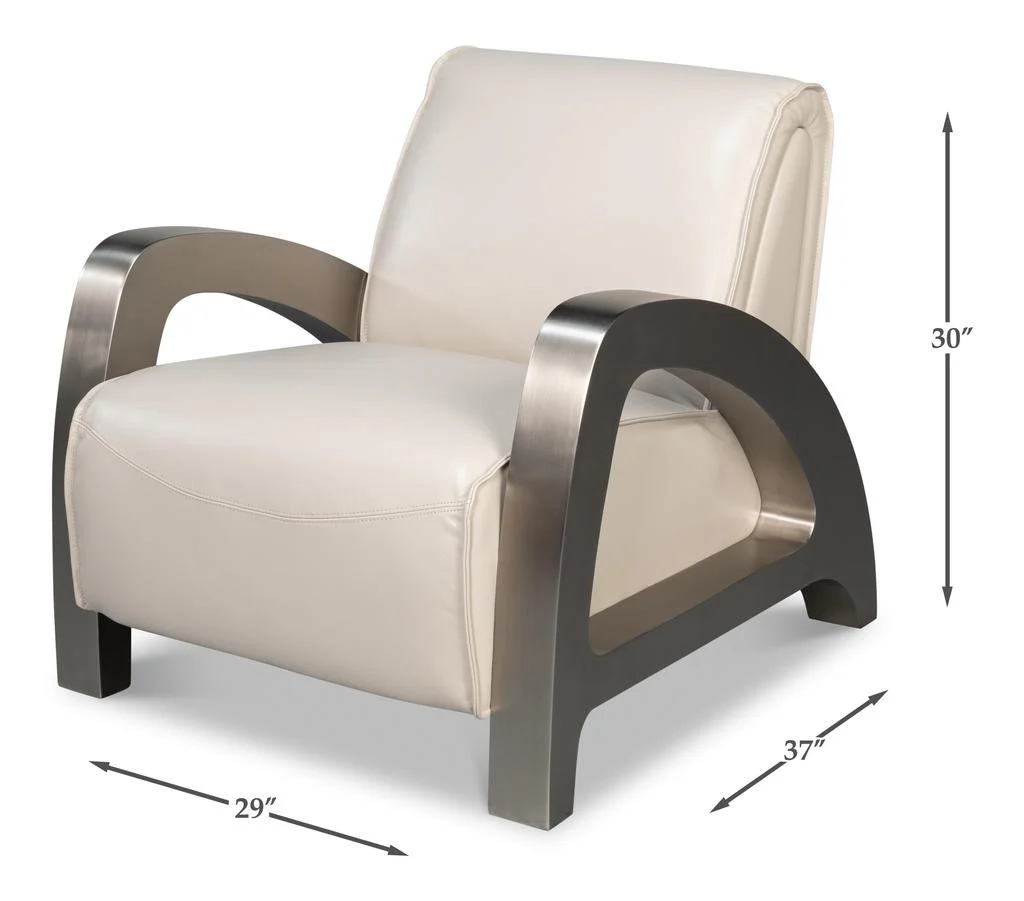 Carlisle White Leather Armchair - Image 12