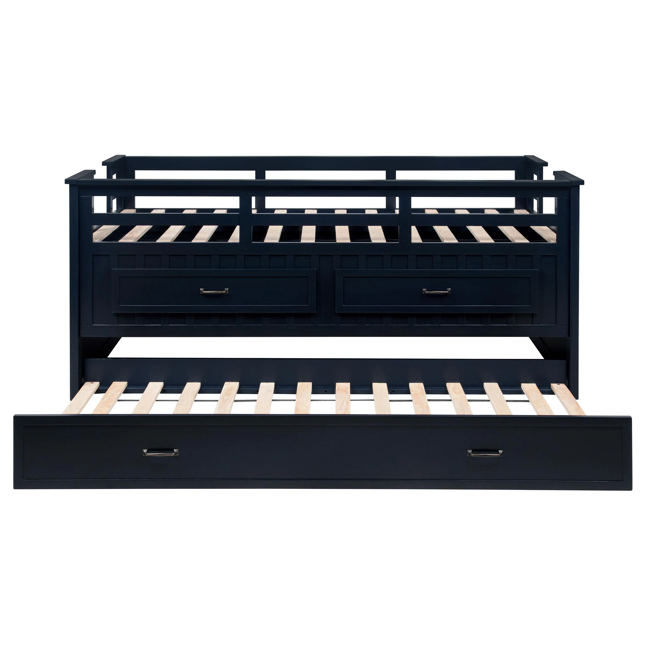 Carlsbad Navy Blue Wood Twin Captains Bed With Trundle - Image 8