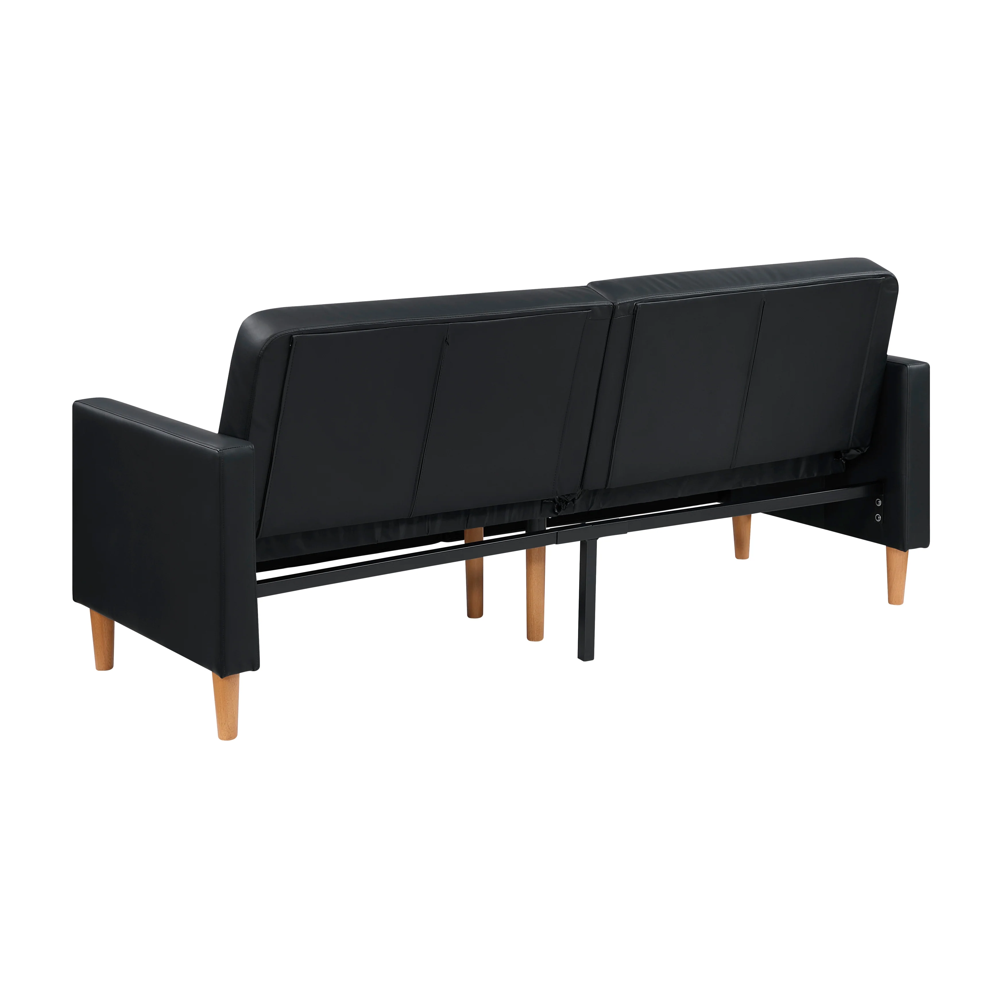 Carlton Black Faux Leather Futon Sofa - Image 6