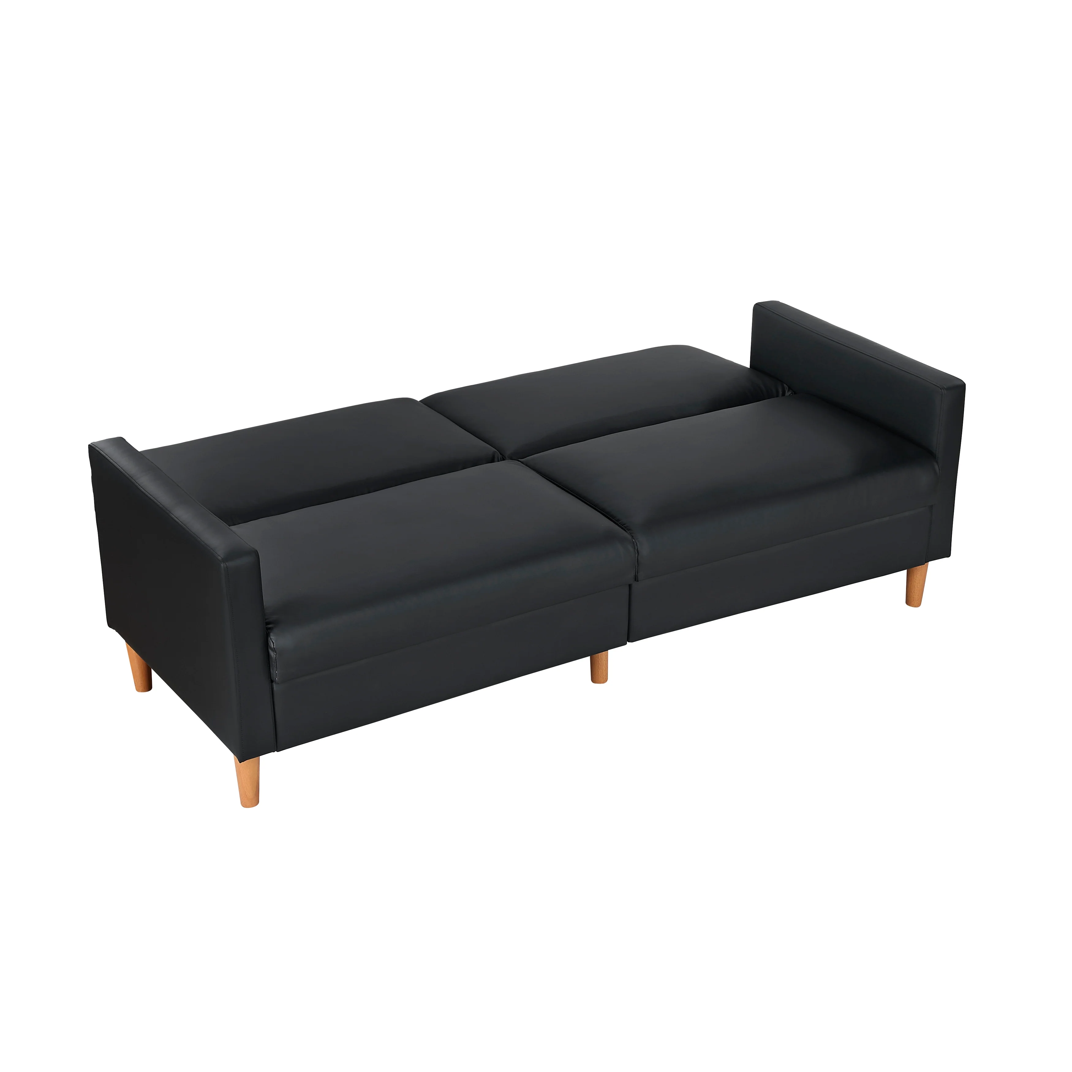 Carlton Black Faux Leather Futon Sofa - Image 9