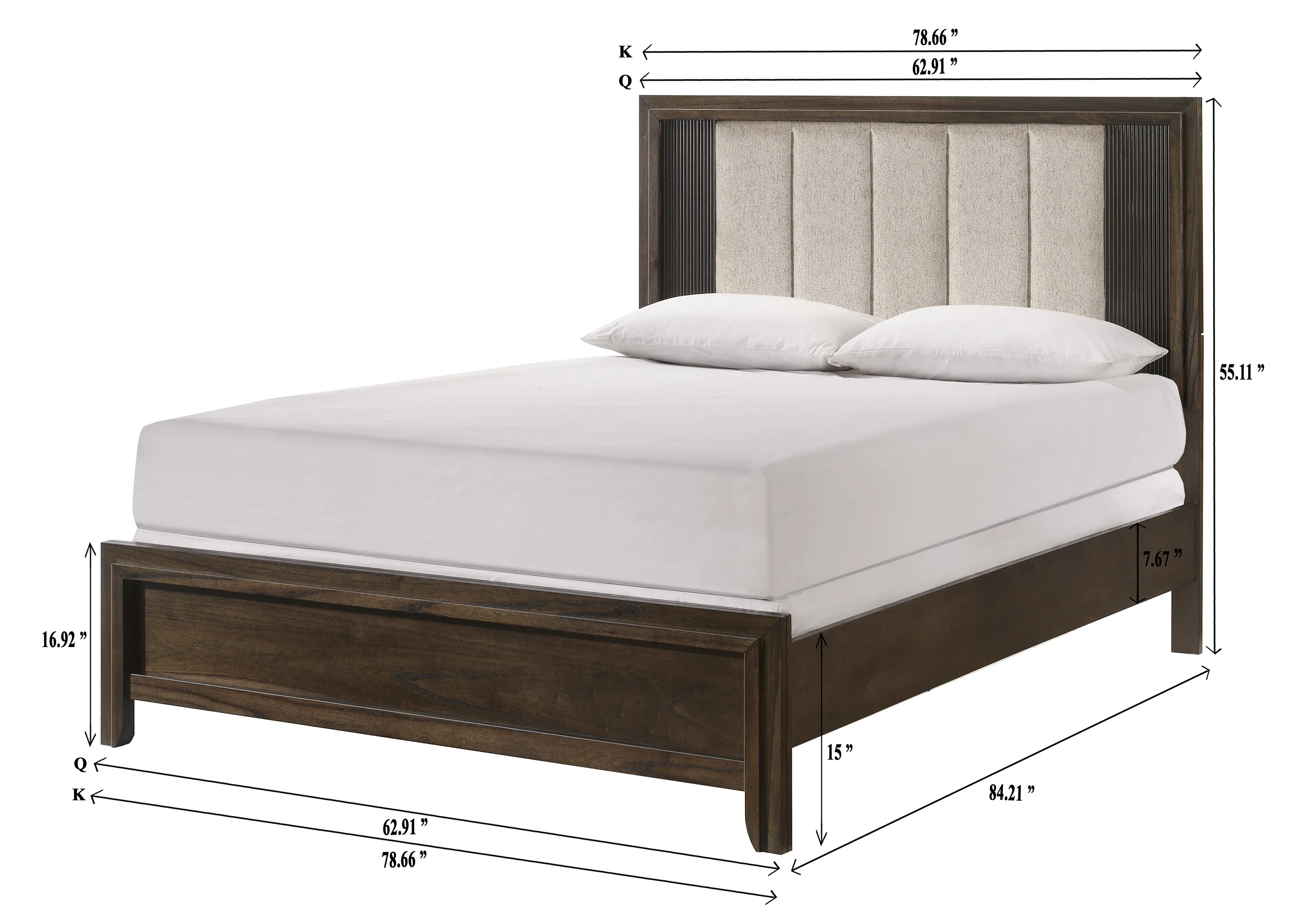 Carlton Brown Queen Upholstered Panel Bed - Image 3