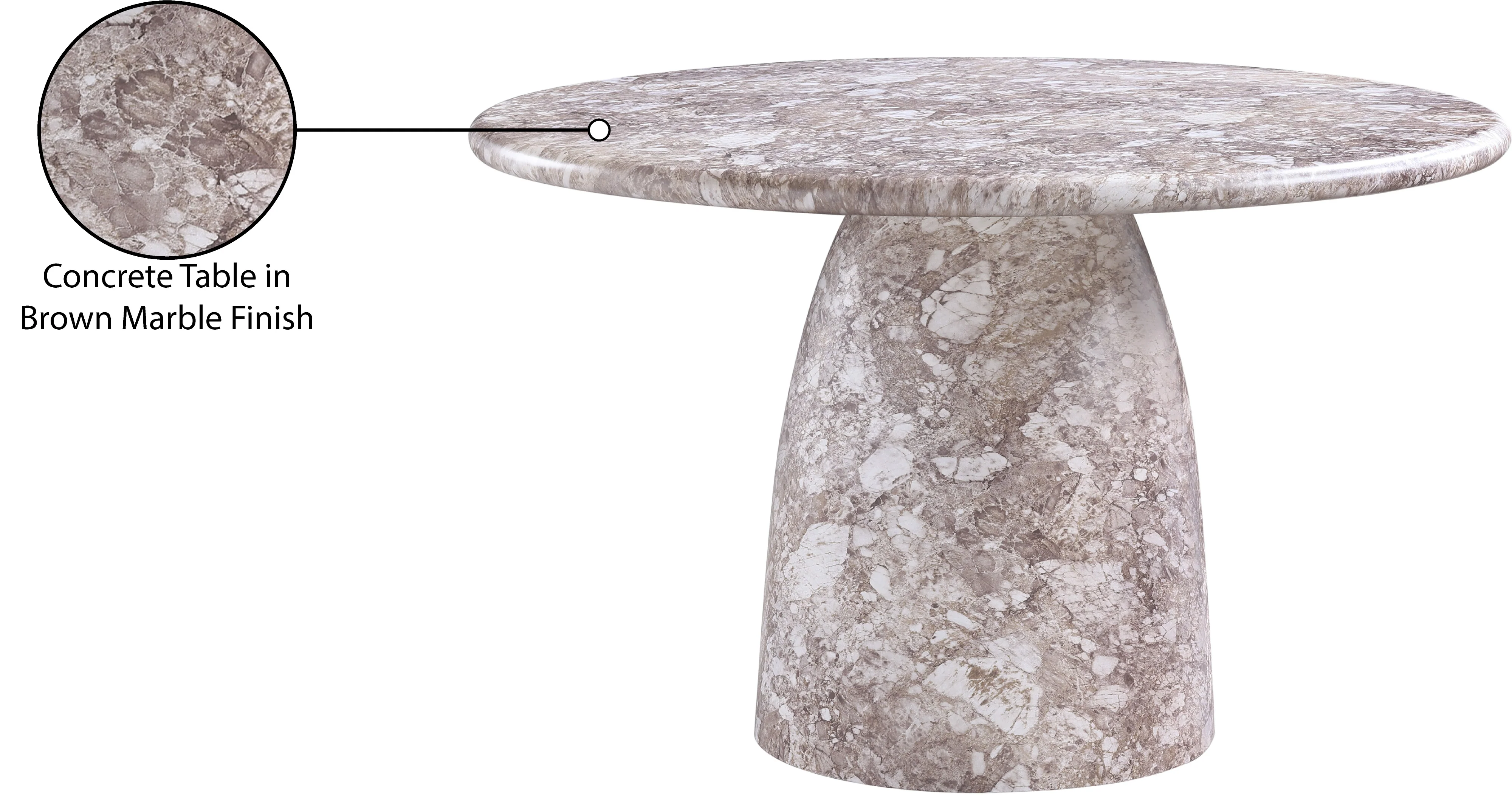 Carmel Brown 48.5" Marble Finish Concrete Indoor / Outdoor Dining Table - Image 6