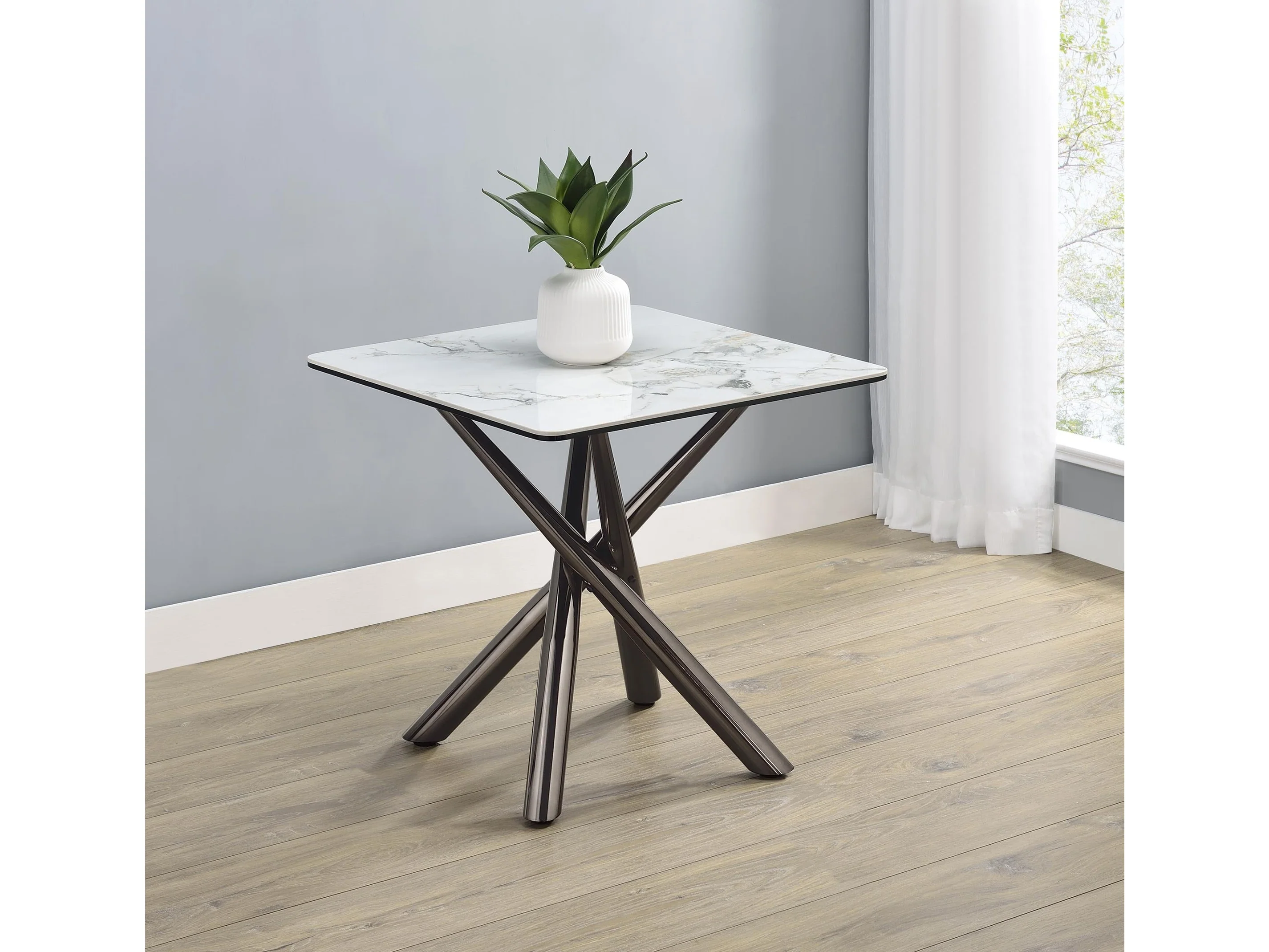 Carvell Mirage White Square Sintered Stone End Side Table