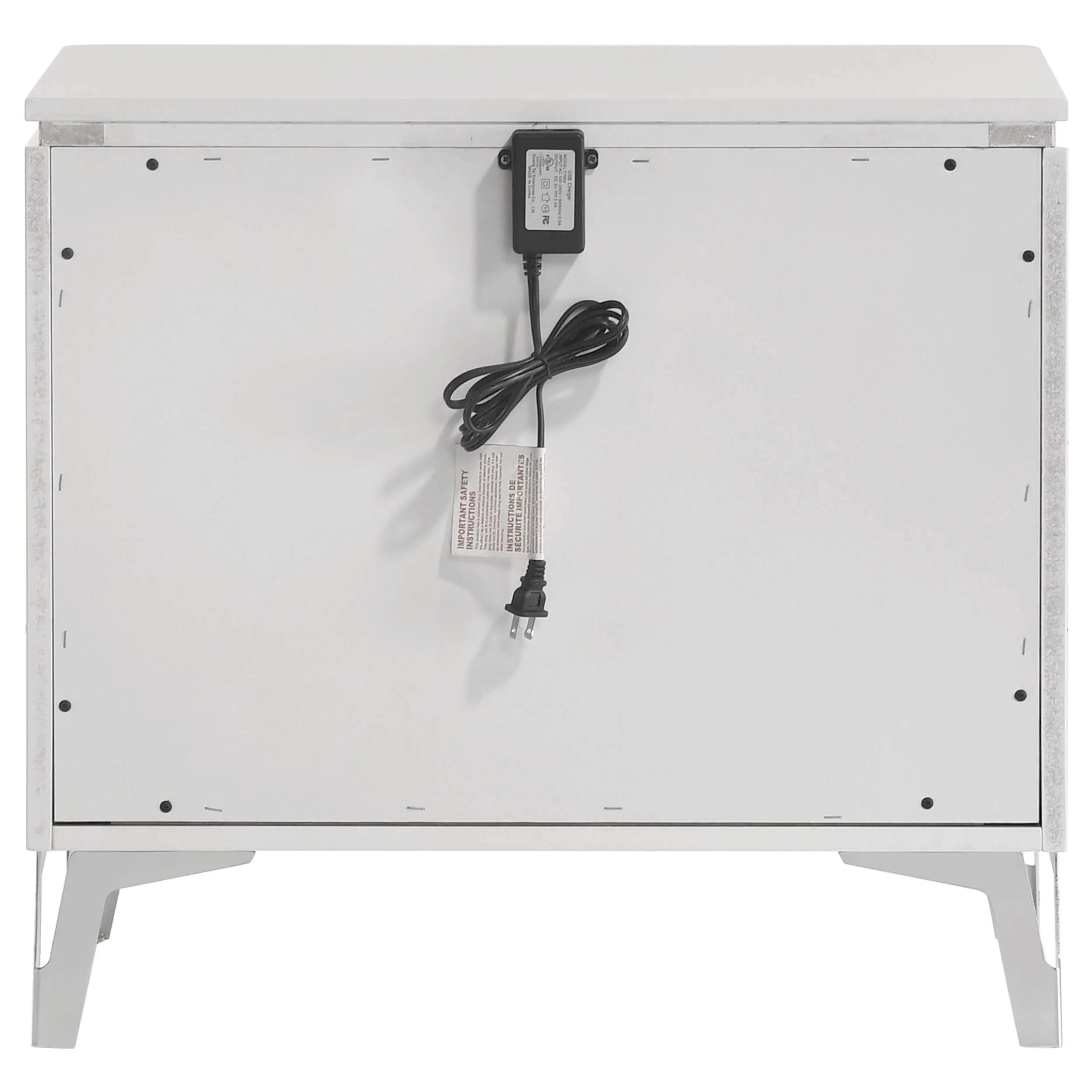 Cassia White High Gloss 2-drawer Nightstand Bedside Table - Image 5