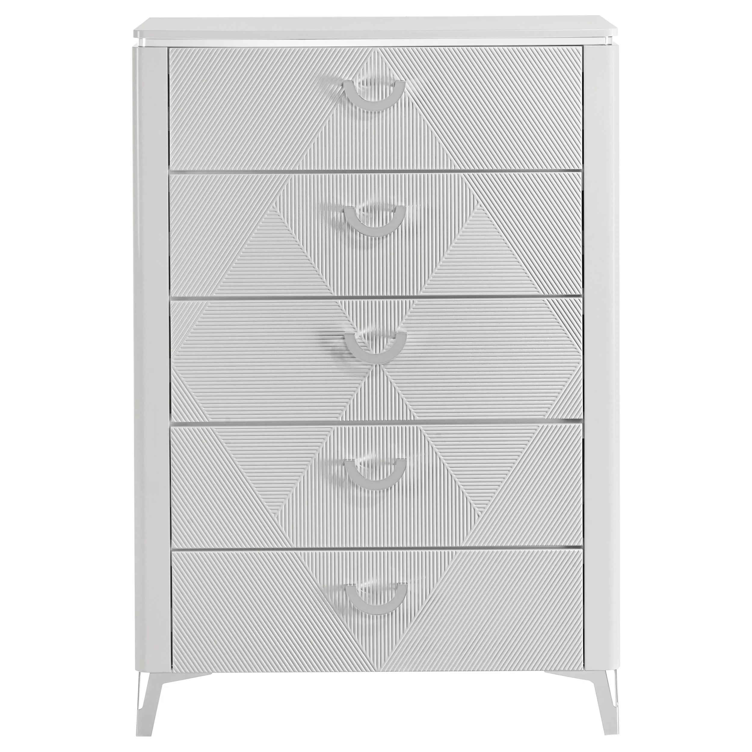 Cassia White High Gloss 5-drawer Bedroom Chest of Drawers - Image 3