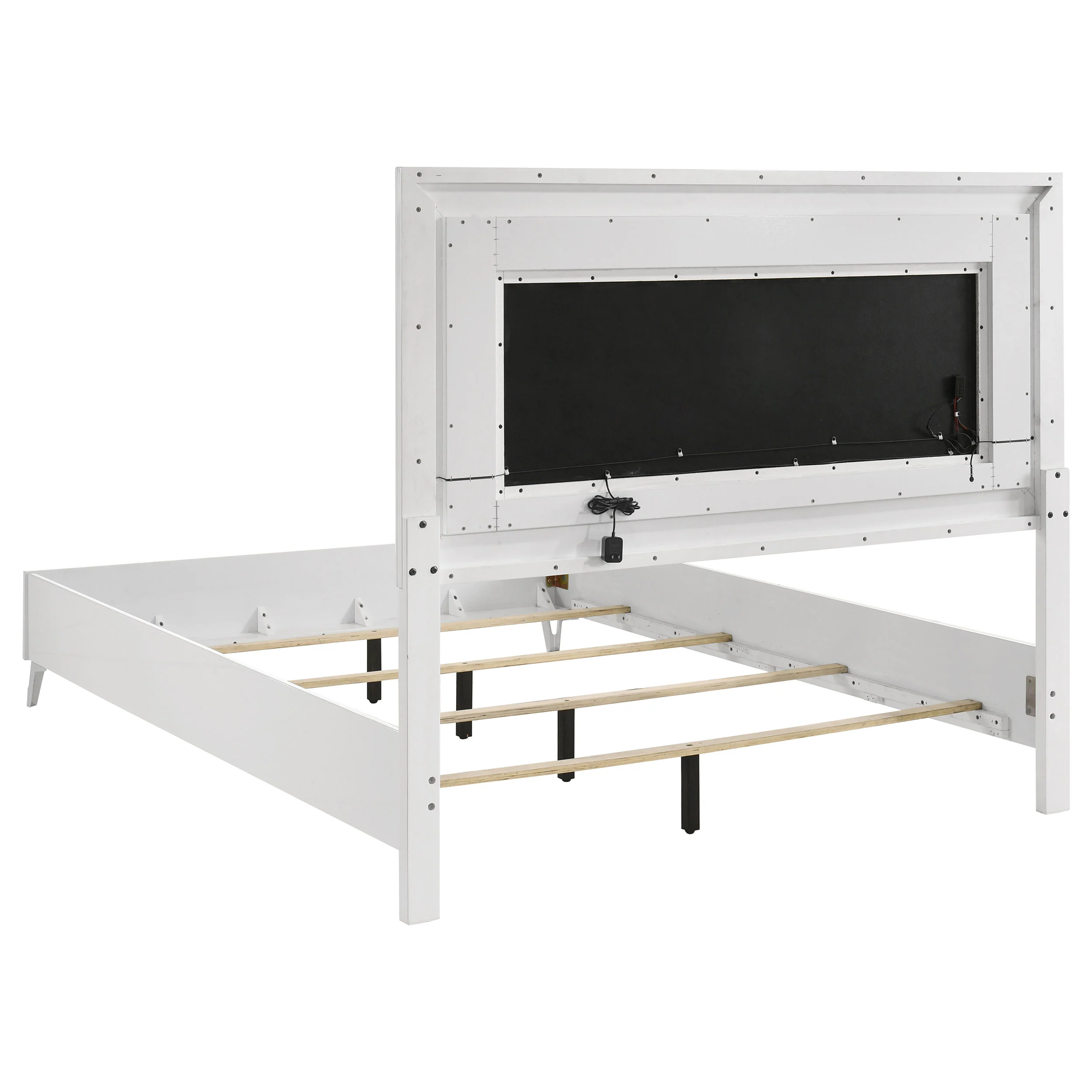 Cassia White High Gloss Queen LED Panel Bed - Image 5