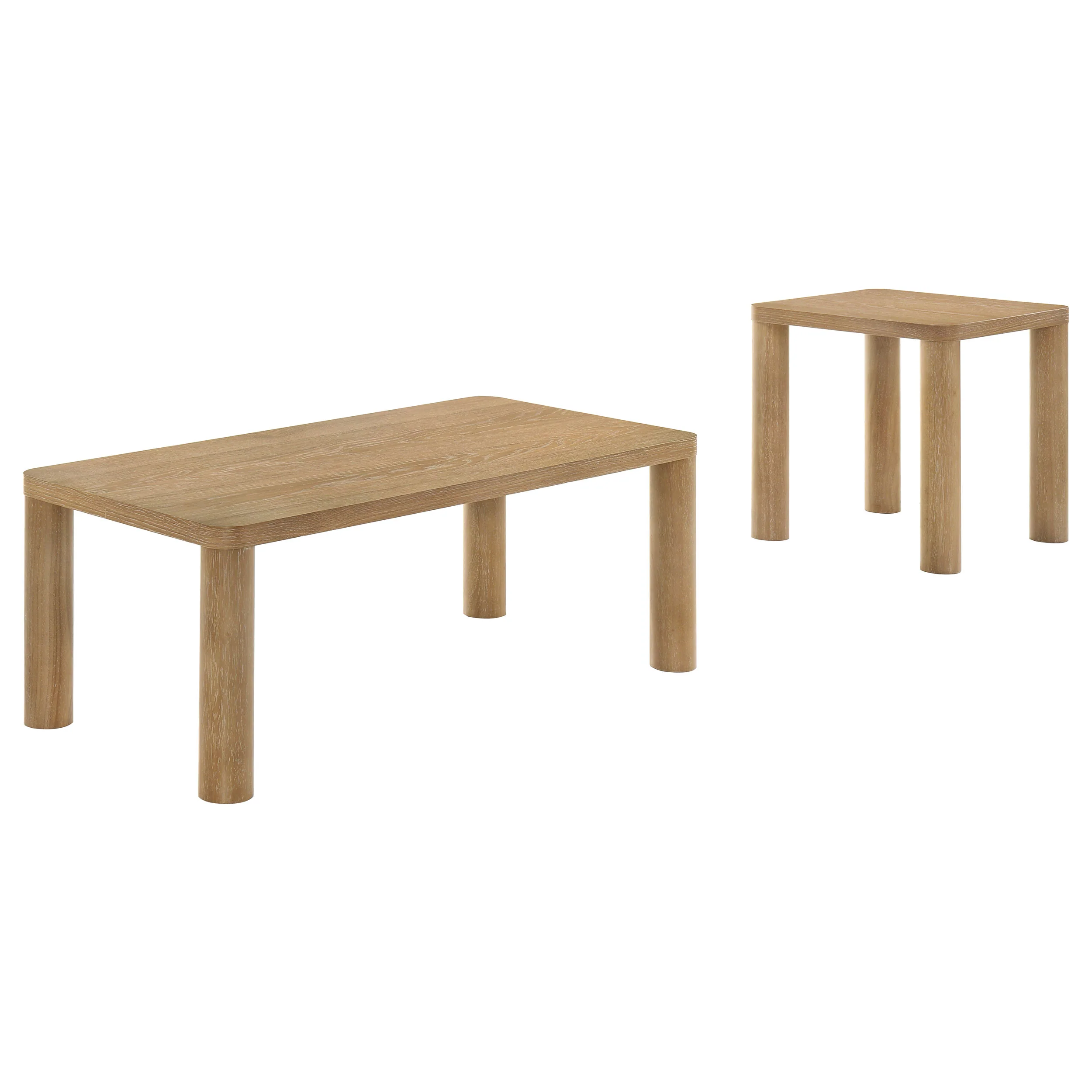 Castlewood Washed Oak 2-piece Cocktail Coffee Table Set - Image 2