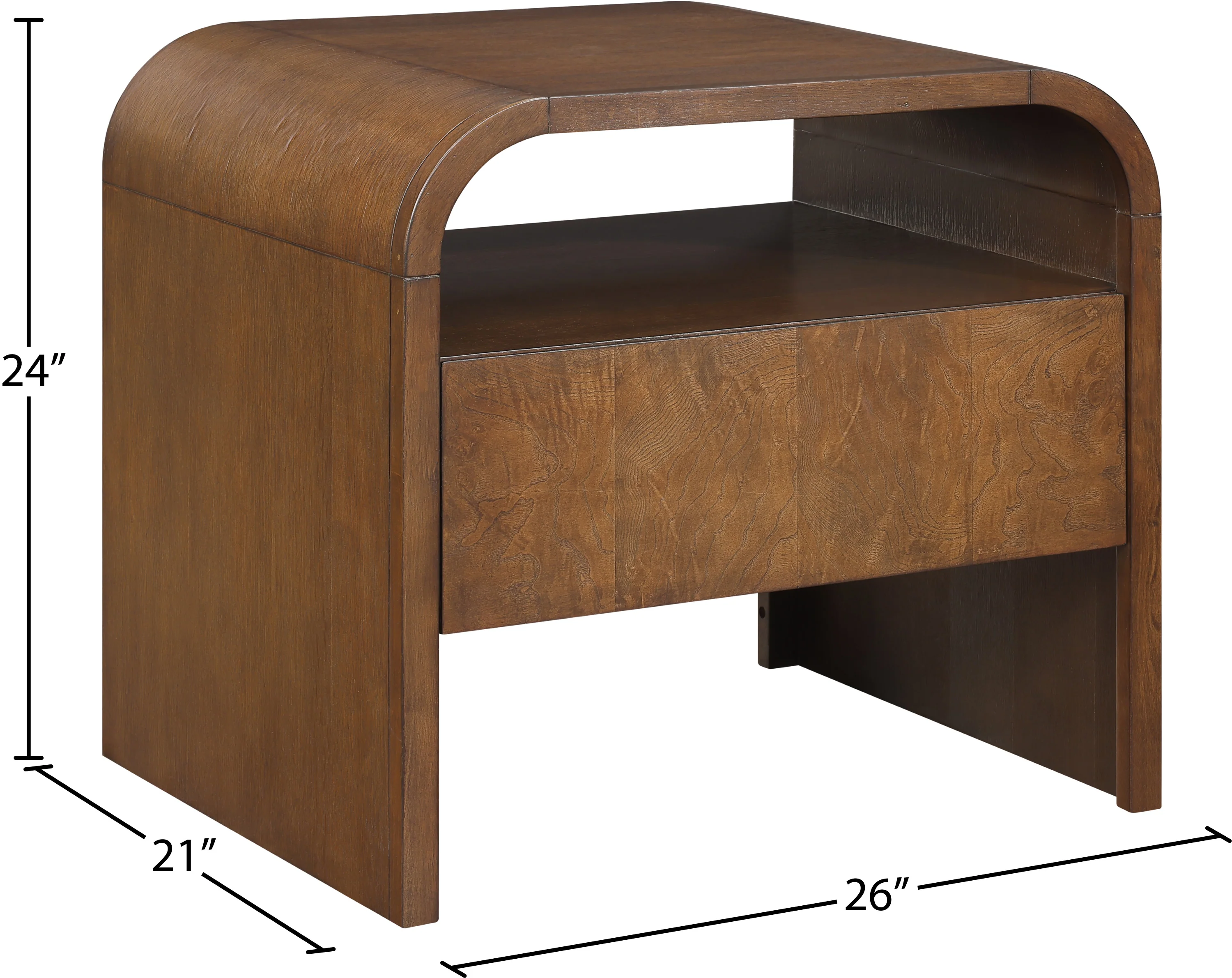 Catalina Brown Wood And Veneer Nightstand - Image 9