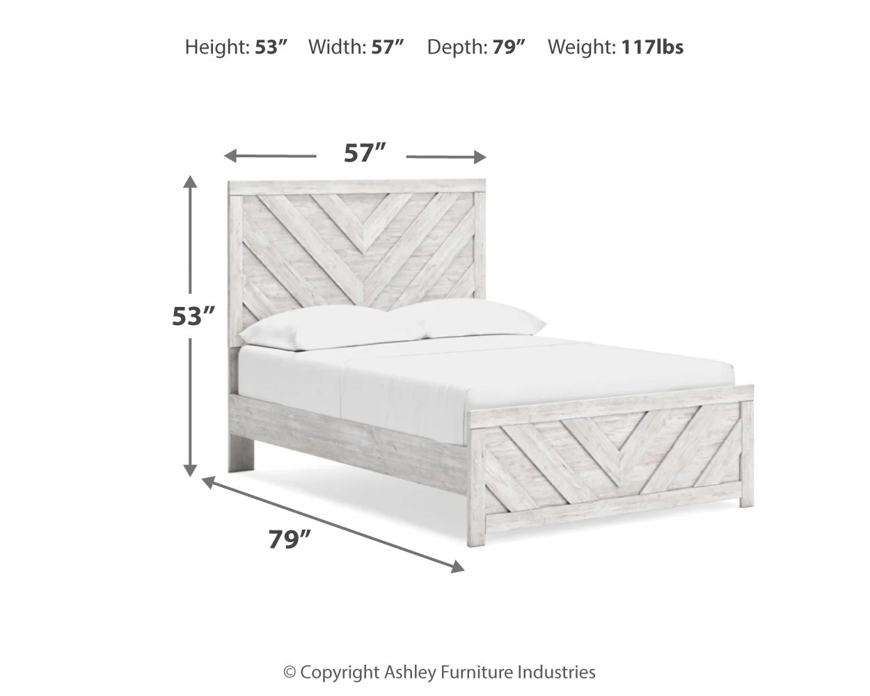 Cayboni Whitewash Full Panel Bedroom Set with Dresser, Mirror and Nightstand (Online Special Price) - Image 17