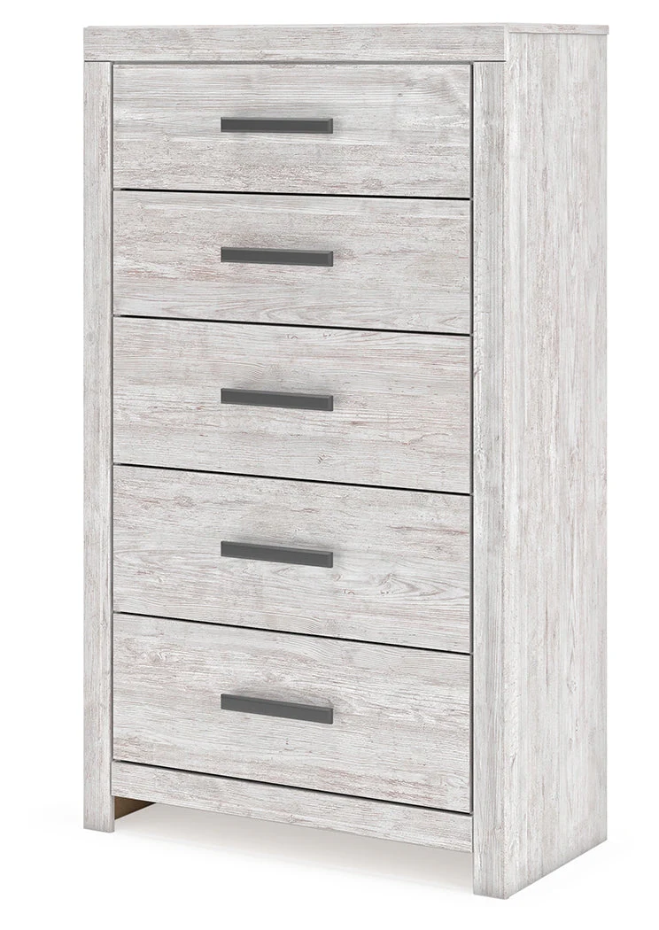 Cayboni Whitewash King Panel Bedroom Set with Dresser, Mirror, Chest and 2 Nightstands (Online Special Price) - Image 16