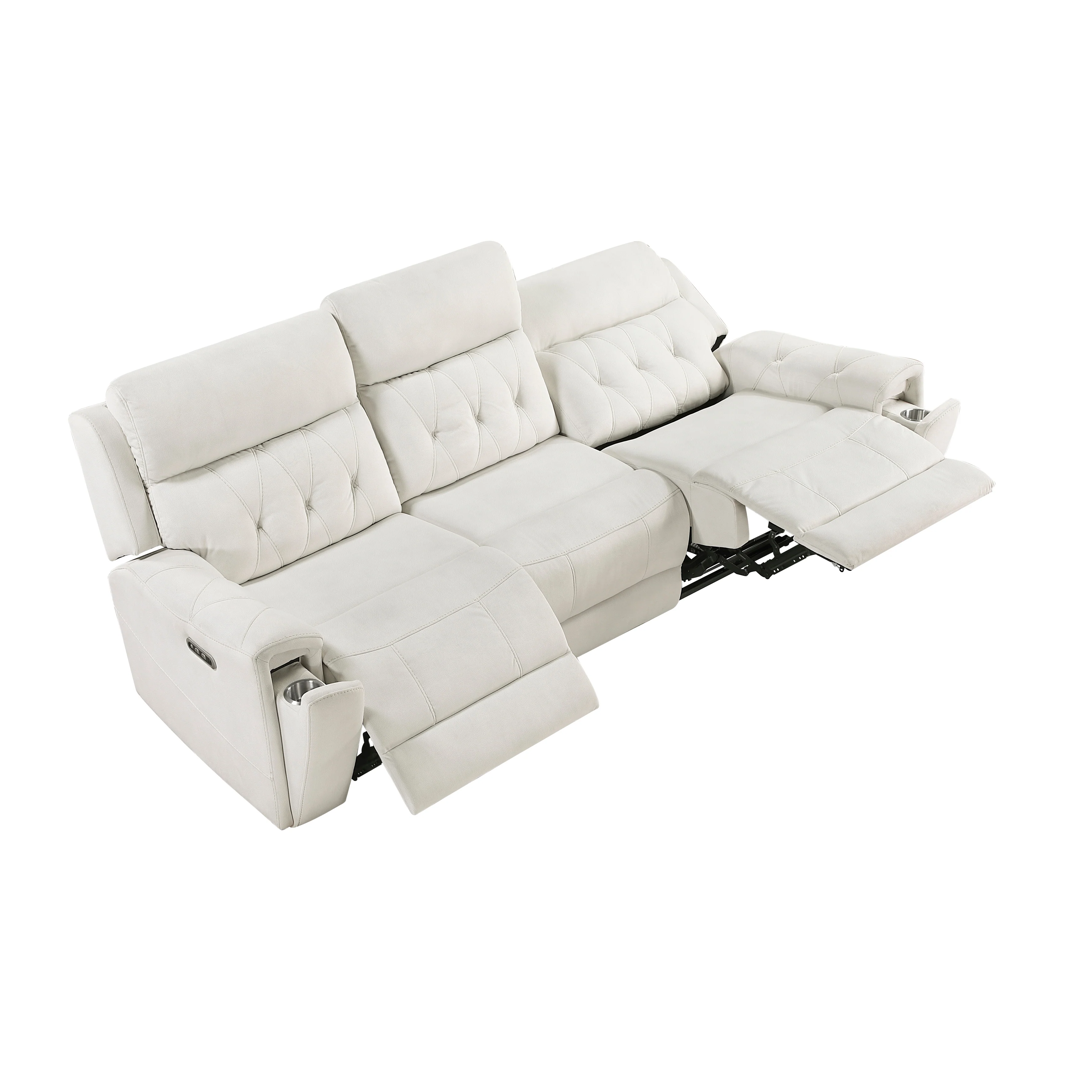 Celeste Beige Power Double Reclining Sofa with Power Headrests - Image 5