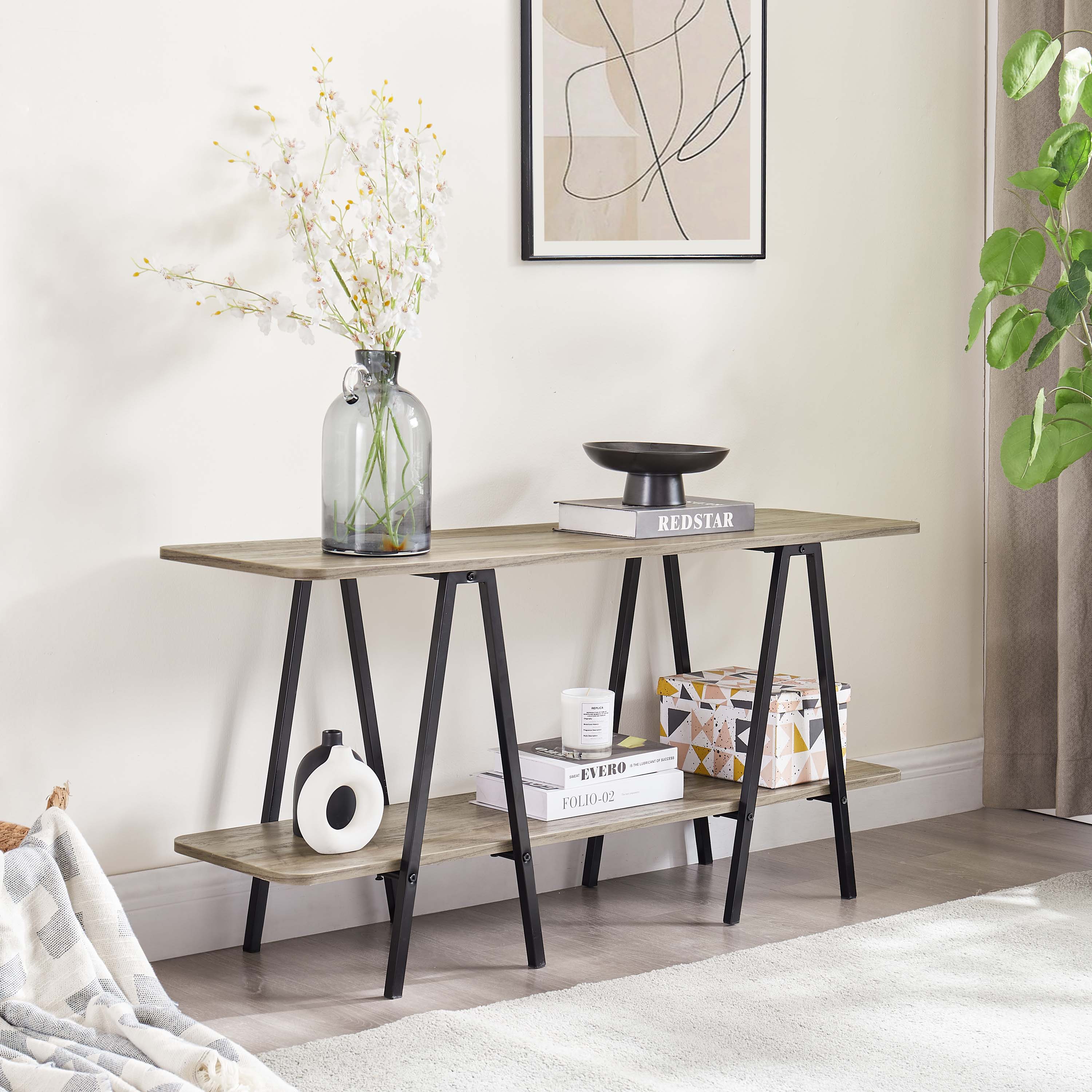 Celine Side Table Console in Rustic Grey - Image 2