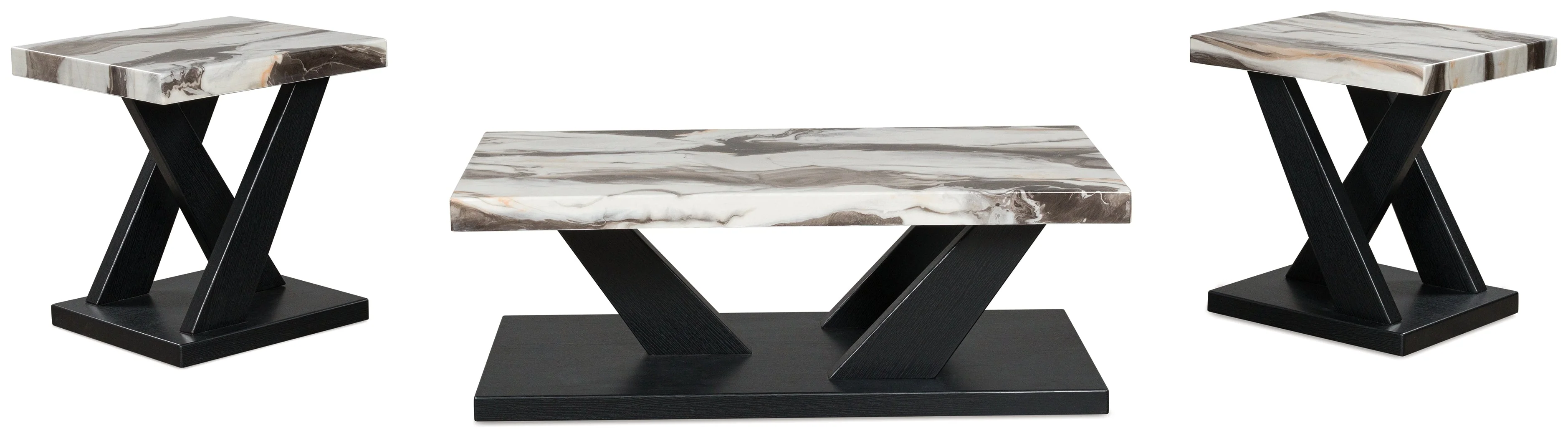 Cendill Dark Brown/White/Black Occasional Table Set (Set of 3) (Online Special Price) - Image 2