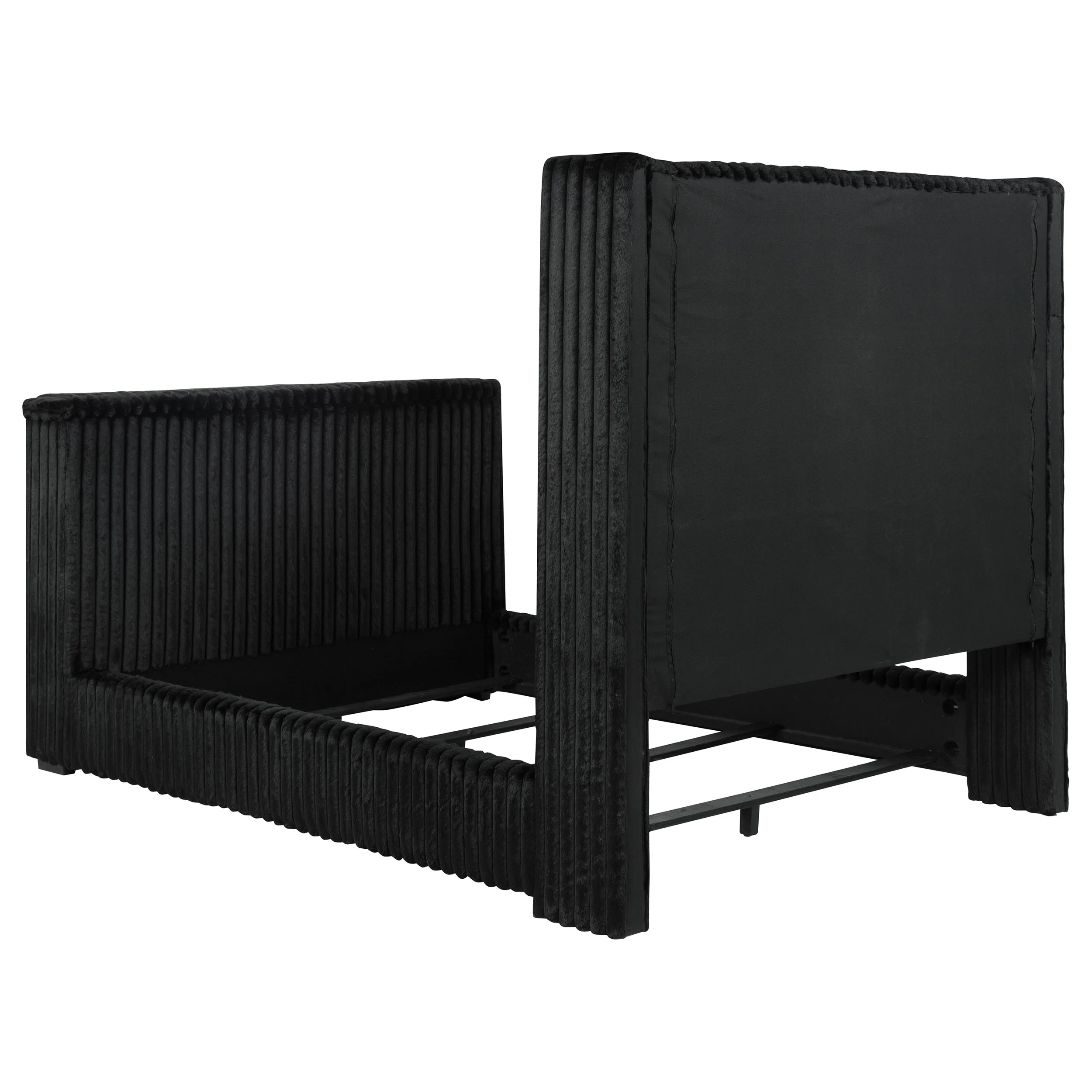 Centergrove Black Upholstered Queen Wingback TV Bed - Image 7