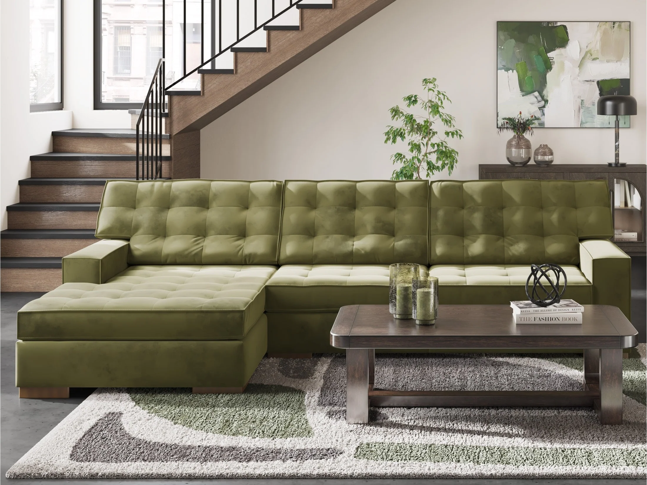 Chalcombe Olive 2-Piece LAF Sectional with Chaise - Image 2
