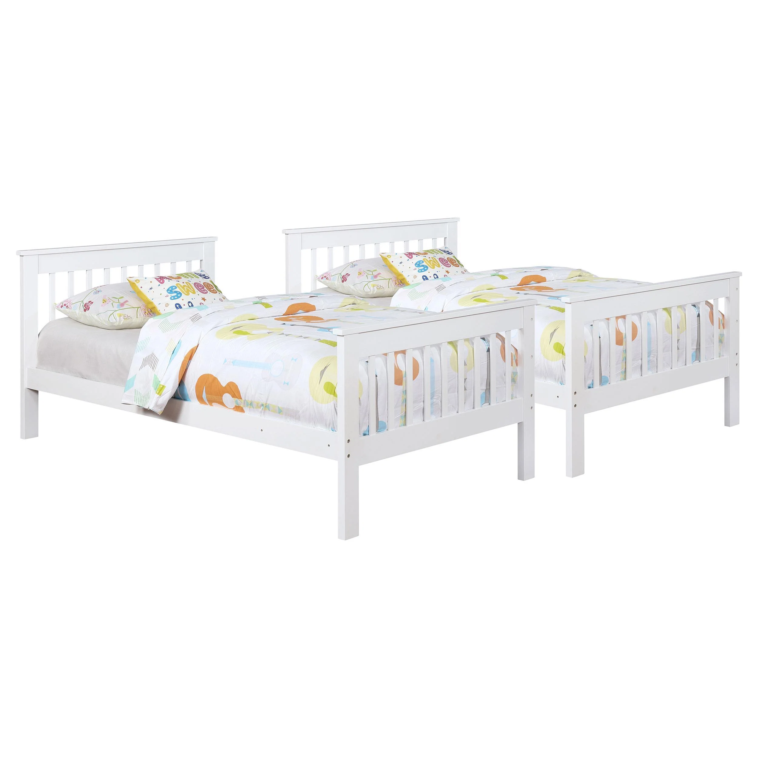Chapman White Wood Twin Over Twin Bunk Bed with Mattress - Image 4