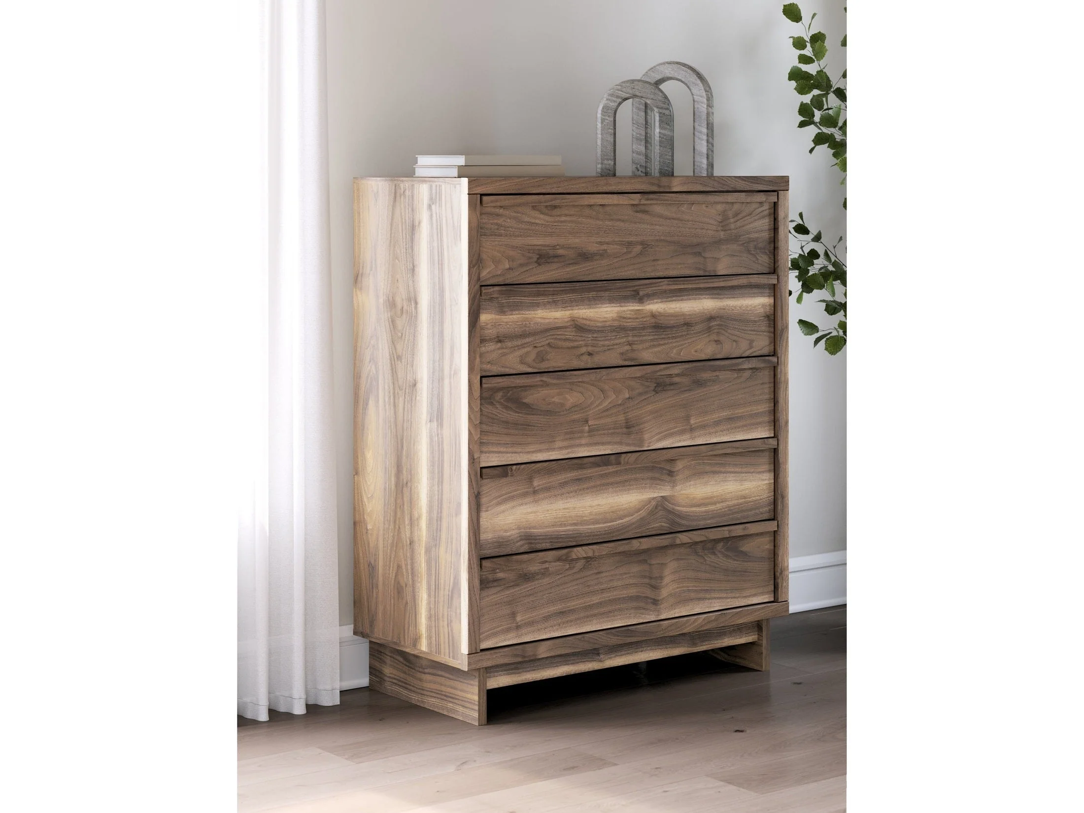 Chirason Brown Five Drawer Wide Chest (Online Special Price)
