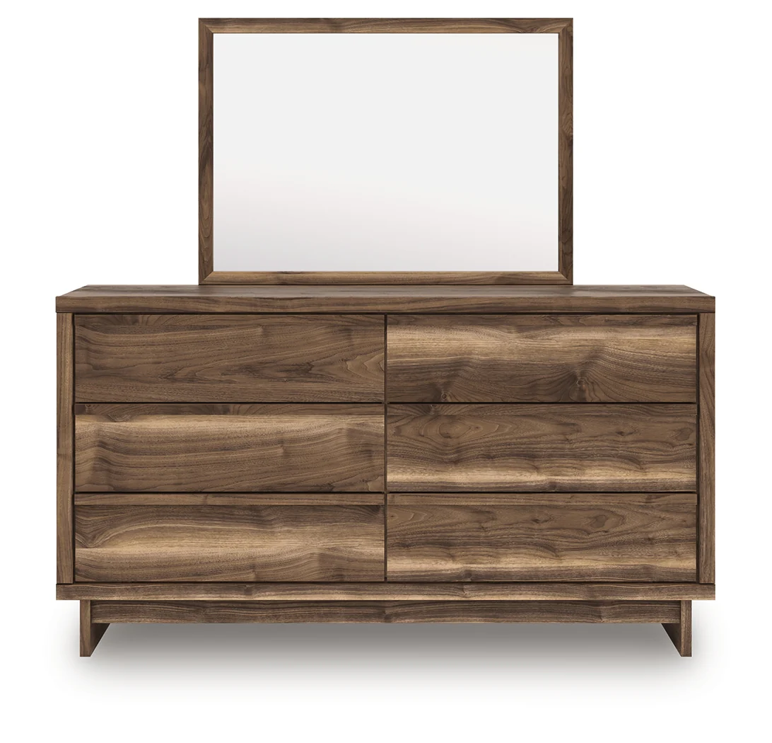 Chirason Brown/Sage Green Queen Upholstered Bed, Dresser and Mirror (Online Special Price) - Image 2