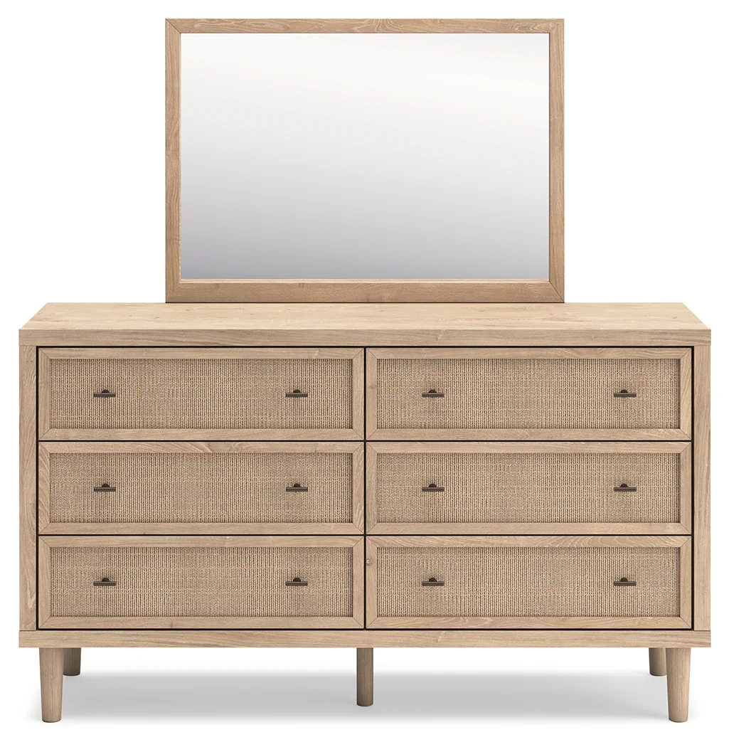 Cielden Two-tone/Soft Gray Queen Upholstered Bed, Dresser and Mirror (Online Special Price) - Image 2