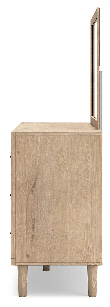 Cielden Two-tone/Soft Gray Queen Upholstered Bed, Dresser and Mirror (Online Special Price) - Image 7