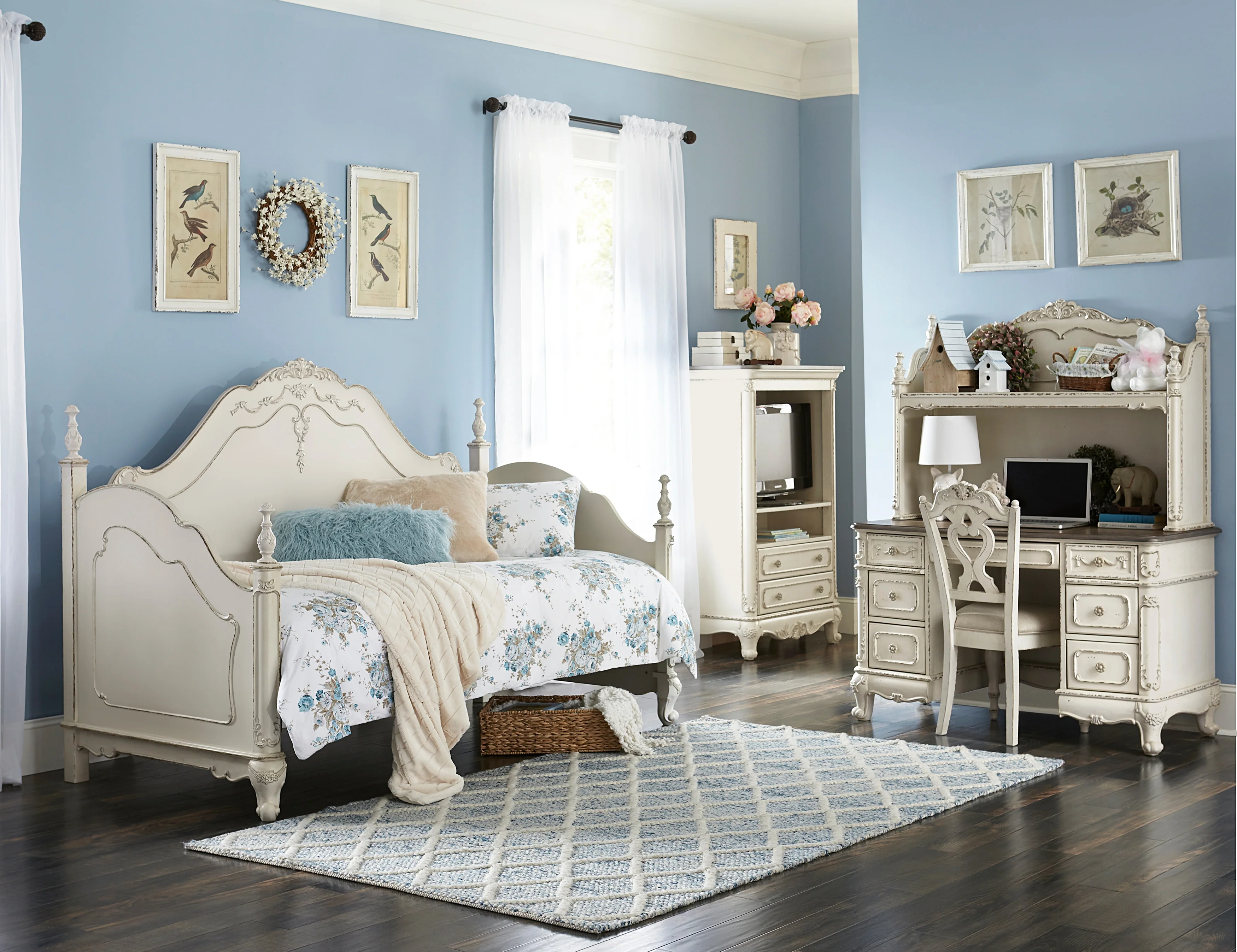 Cinderella Antique White Writing Hutch - Image 3