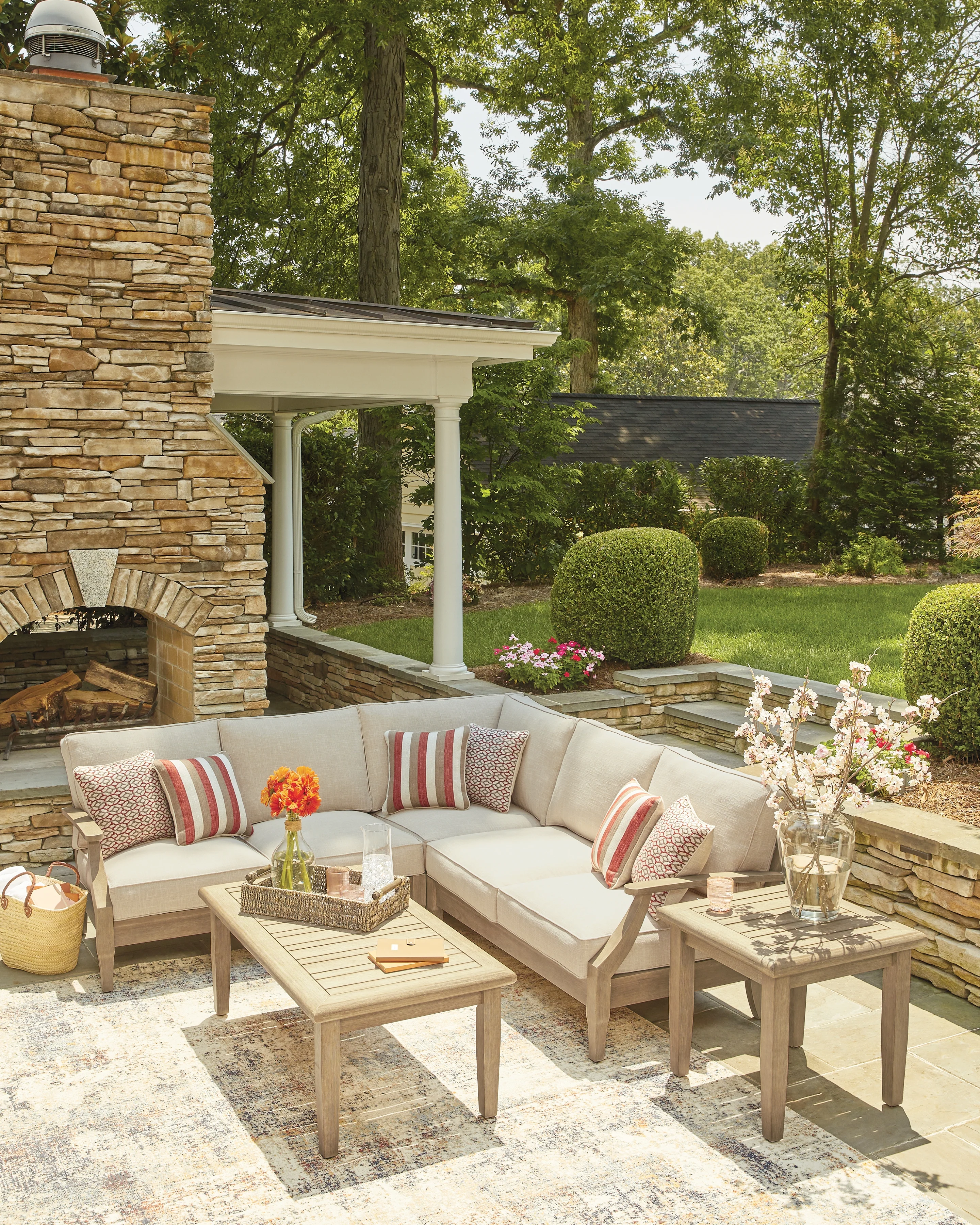 Clare View Beige 3-Piece Outdoor Sectional - Image 2